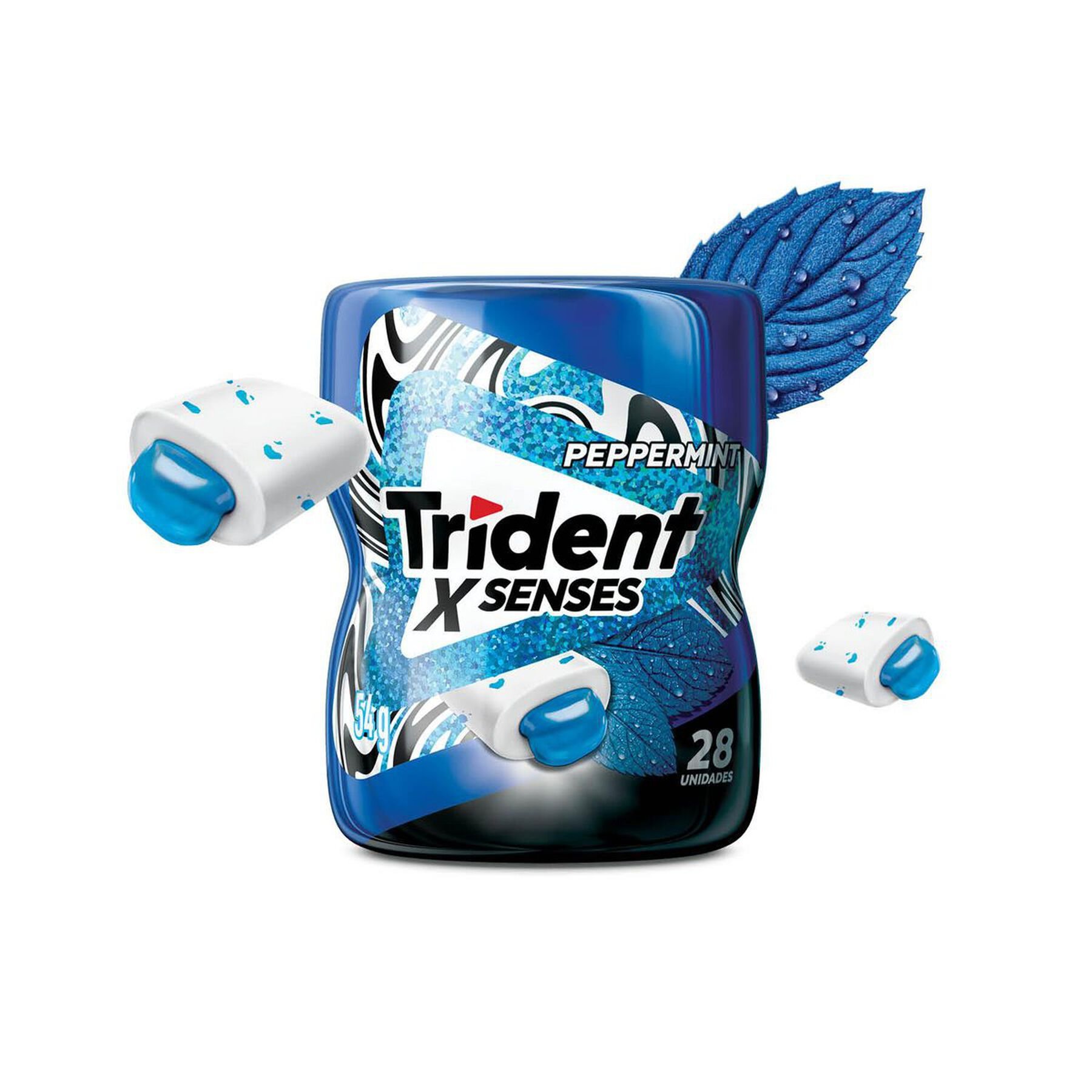 Chiclete Trident XSenses Peppermint Sem Açúcar Garrafa 54g