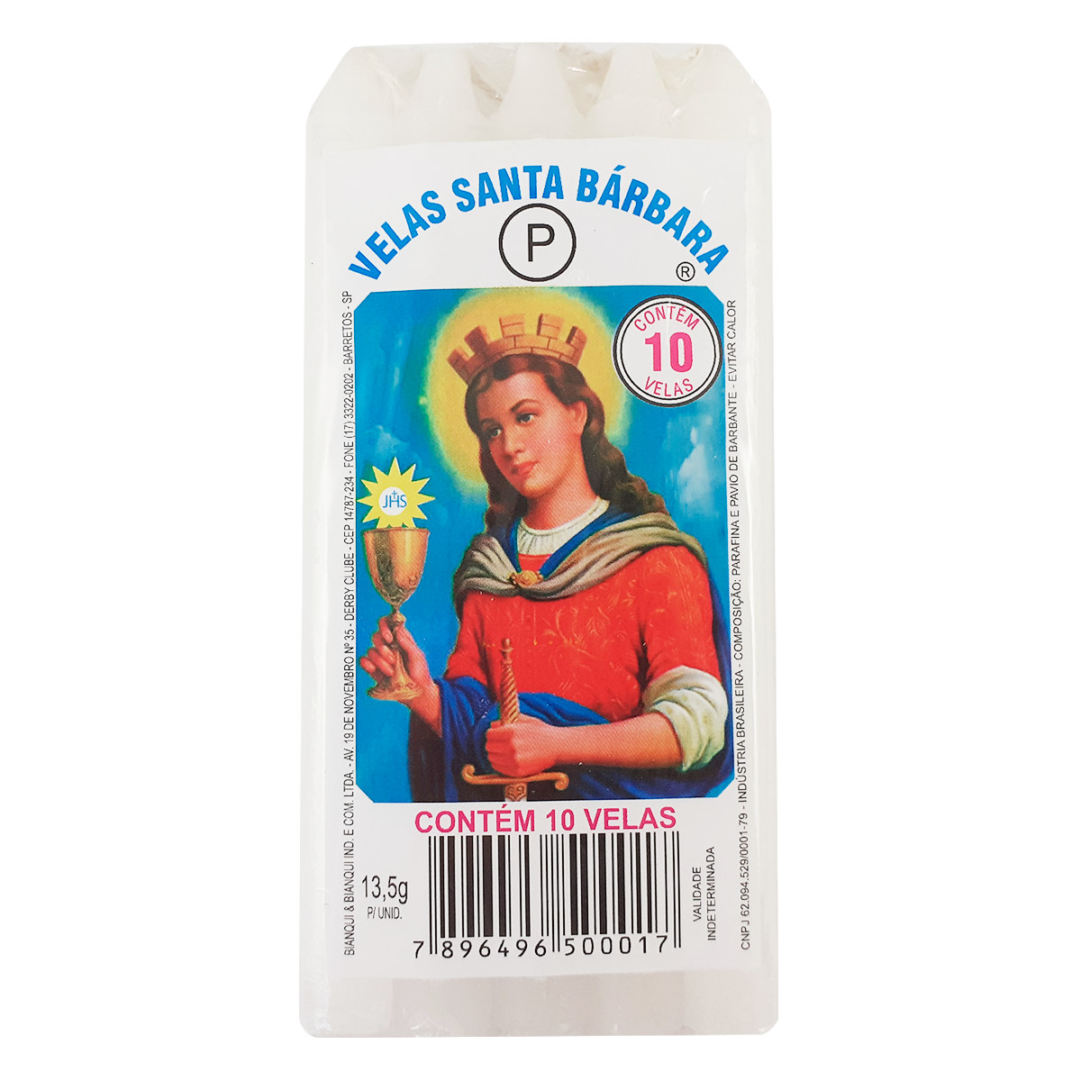 Vela Pequena Santa B&aacute;rbara 135g C/10 Unidades