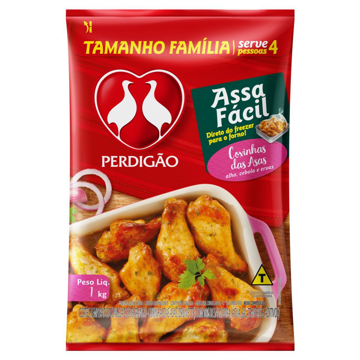 Coxinha da Asa de Frango Congelada Temperada Perdig&atilde;o Assa F&aacute;cil 1kg Tamanho Fam&iacute;lia
