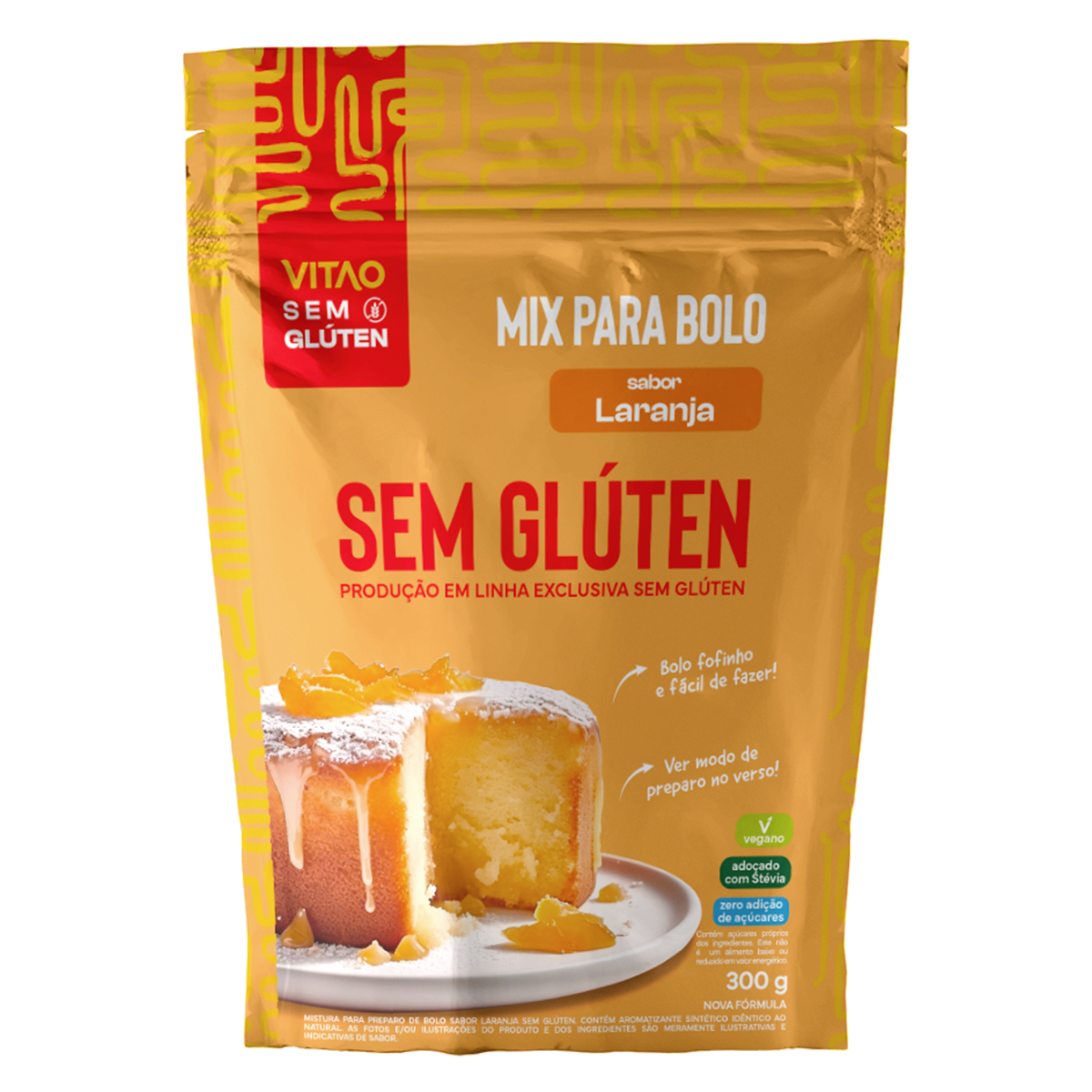 Mistura para Bolo Laranja sem Gl&uacute;ten Zero Lactose Vitao Pacote 400g