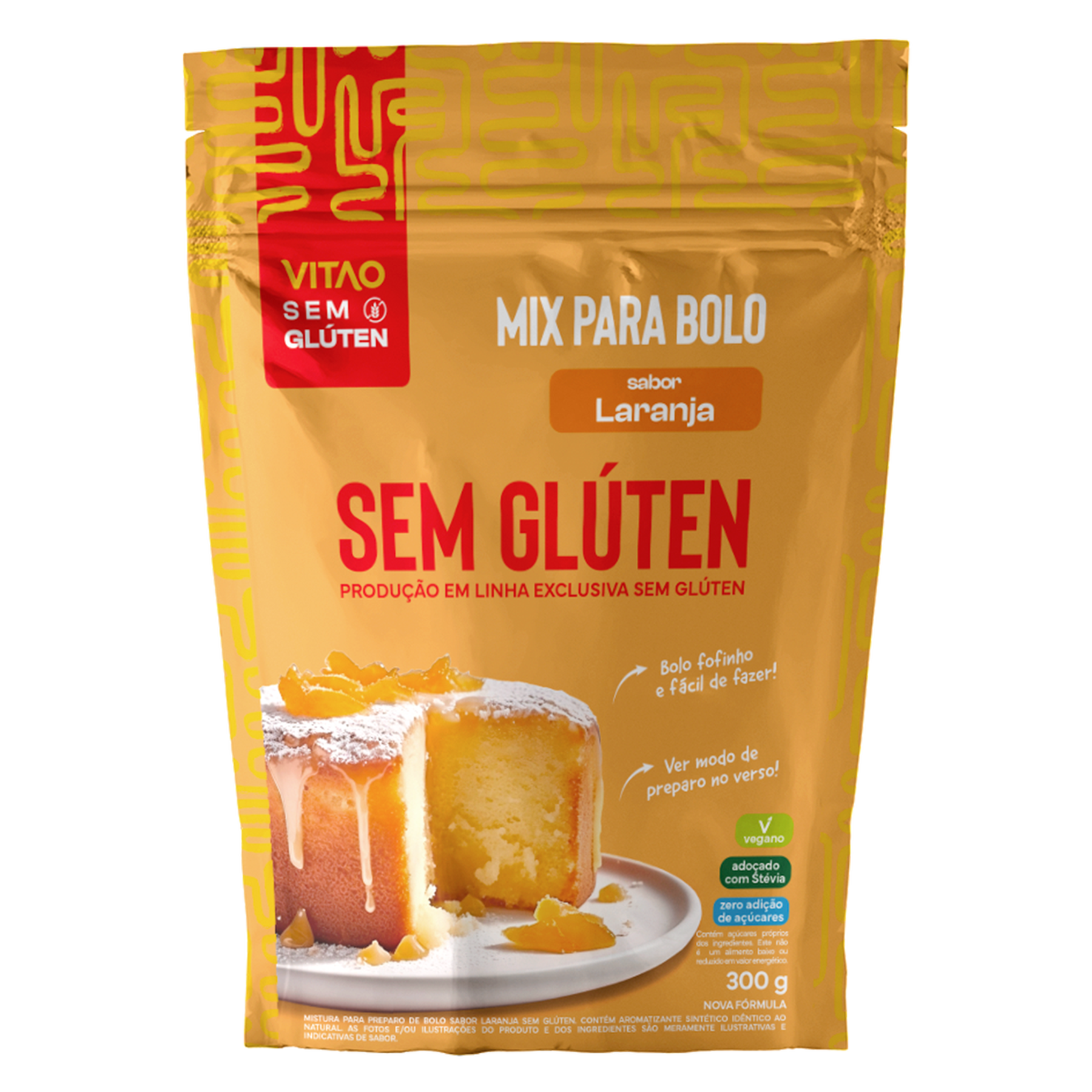 Mistura para Bolo Laranja sem Glúten Zero Lactose Vitao Pacote 400g