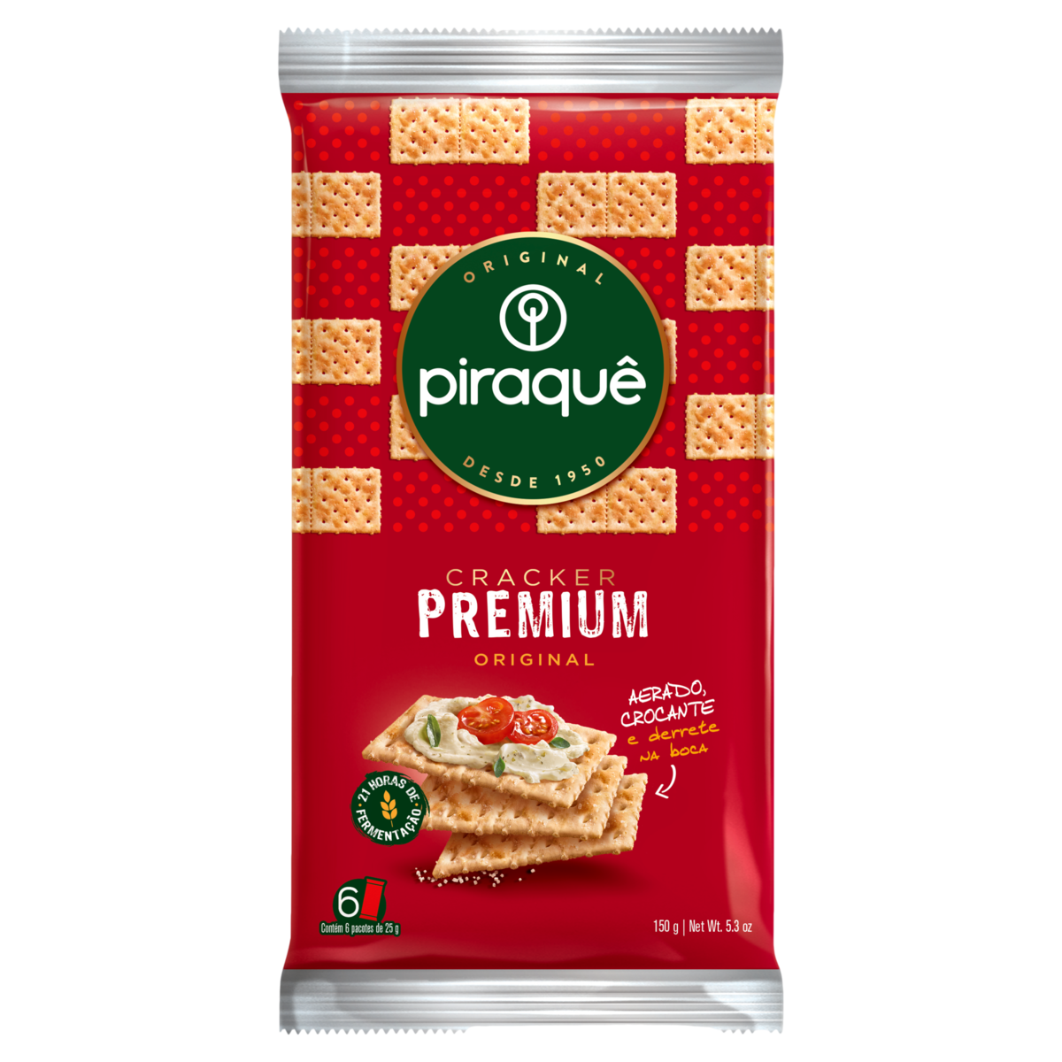 Biscoito Cracker Premium Original Piraqu&ecirc; Pacote 150g C/6 Unidades