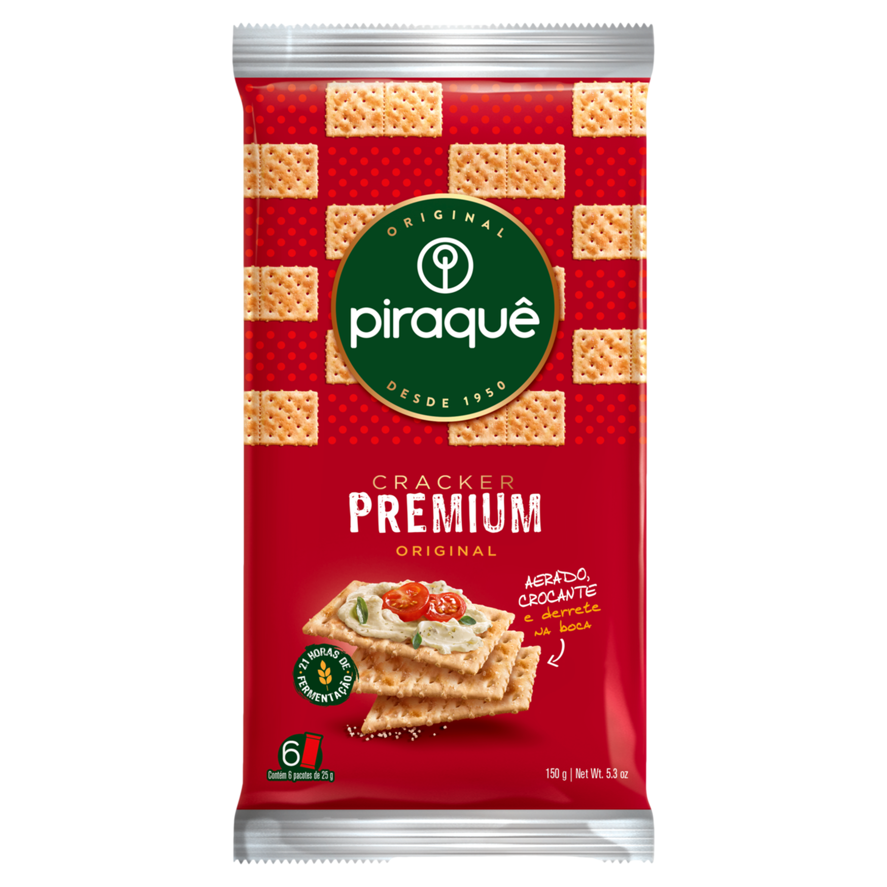 Biscoito Cracker Premium Original Piraquê Pacote 150g C/6 Unidades