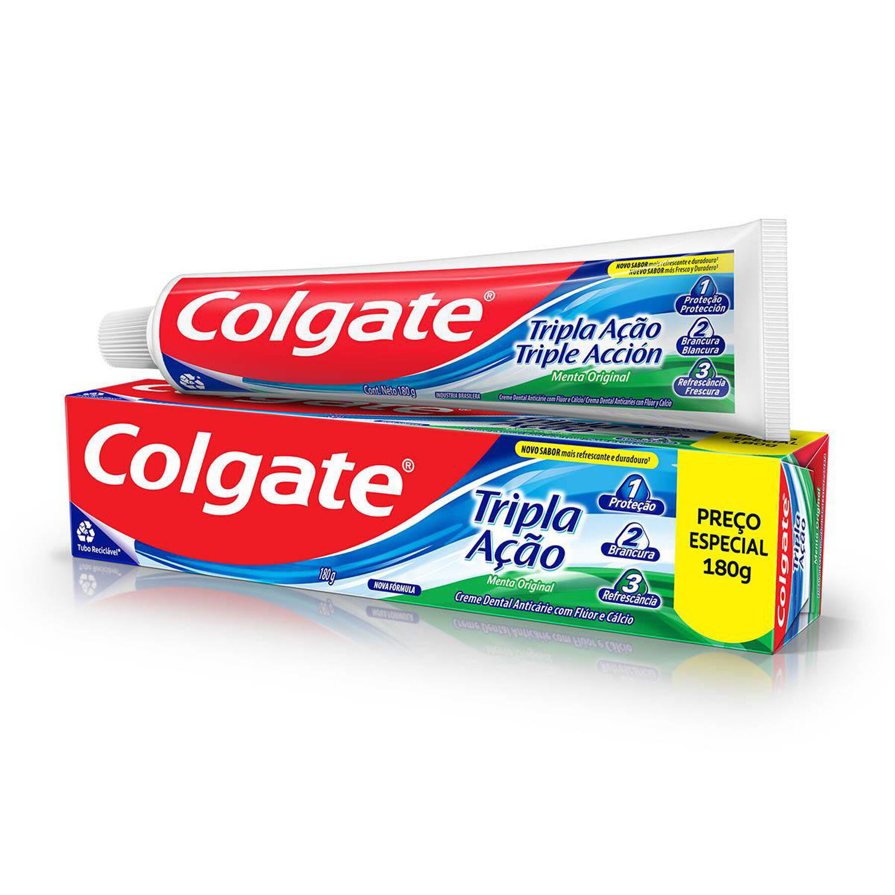 Creme Dental Menta Original Colgate Tripla Ação Caixa 180g - Embalagem Preço Especial