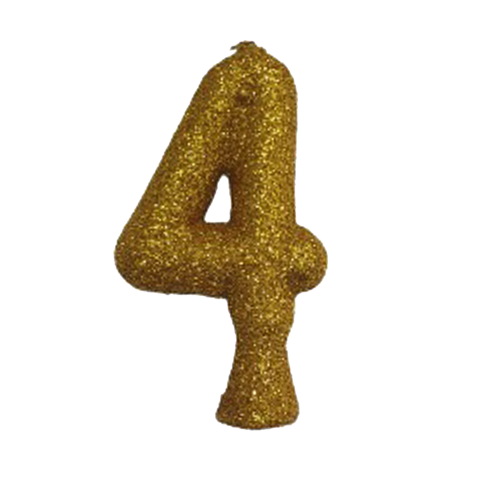Vela Anivers&aacute;rio Glitter 4 Ouro Valves Festas