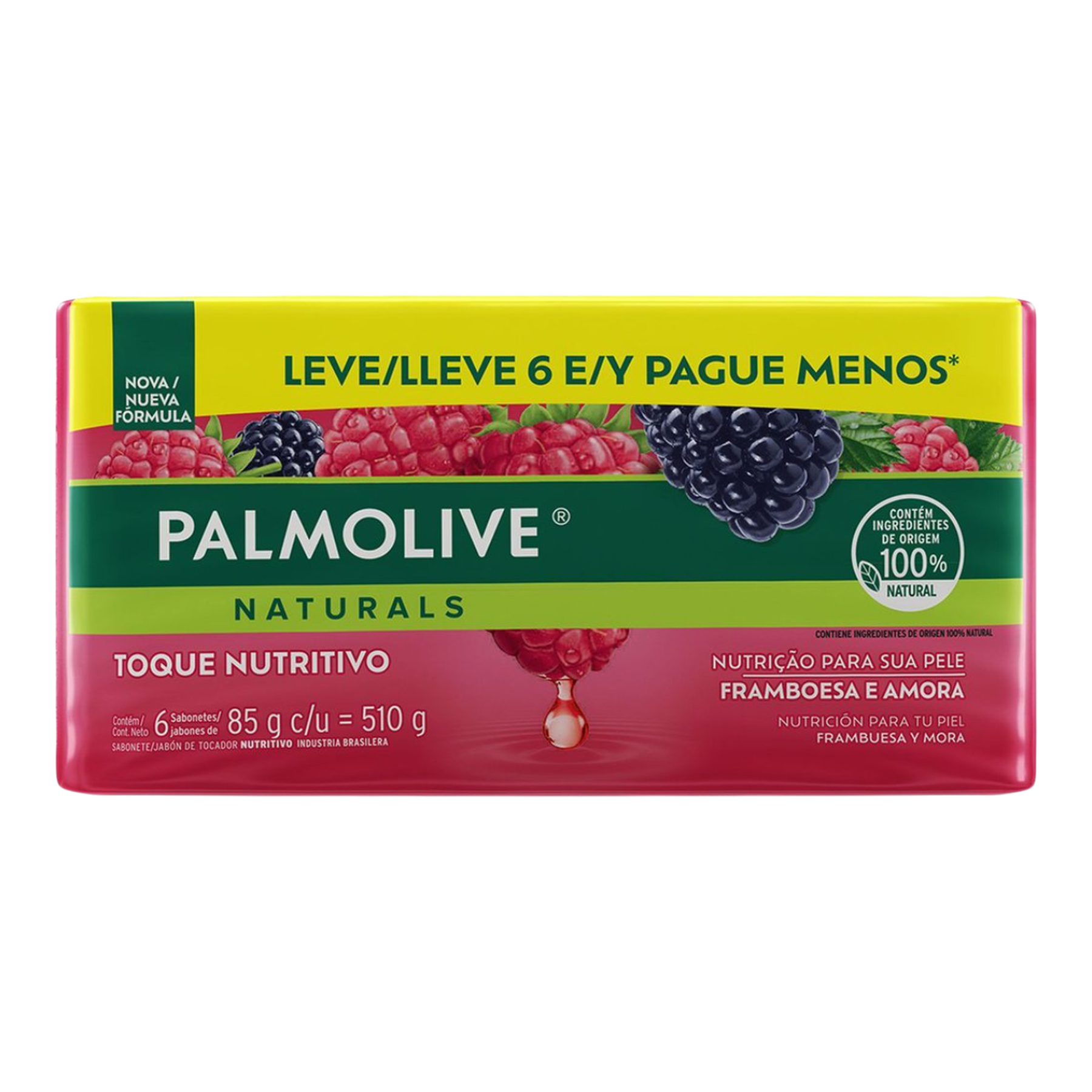 Pack Sabonete Barra Palmolive Naturals Toque Nutritivo Envolt&oacute;rio 510g 6 Unidades 85g Cada