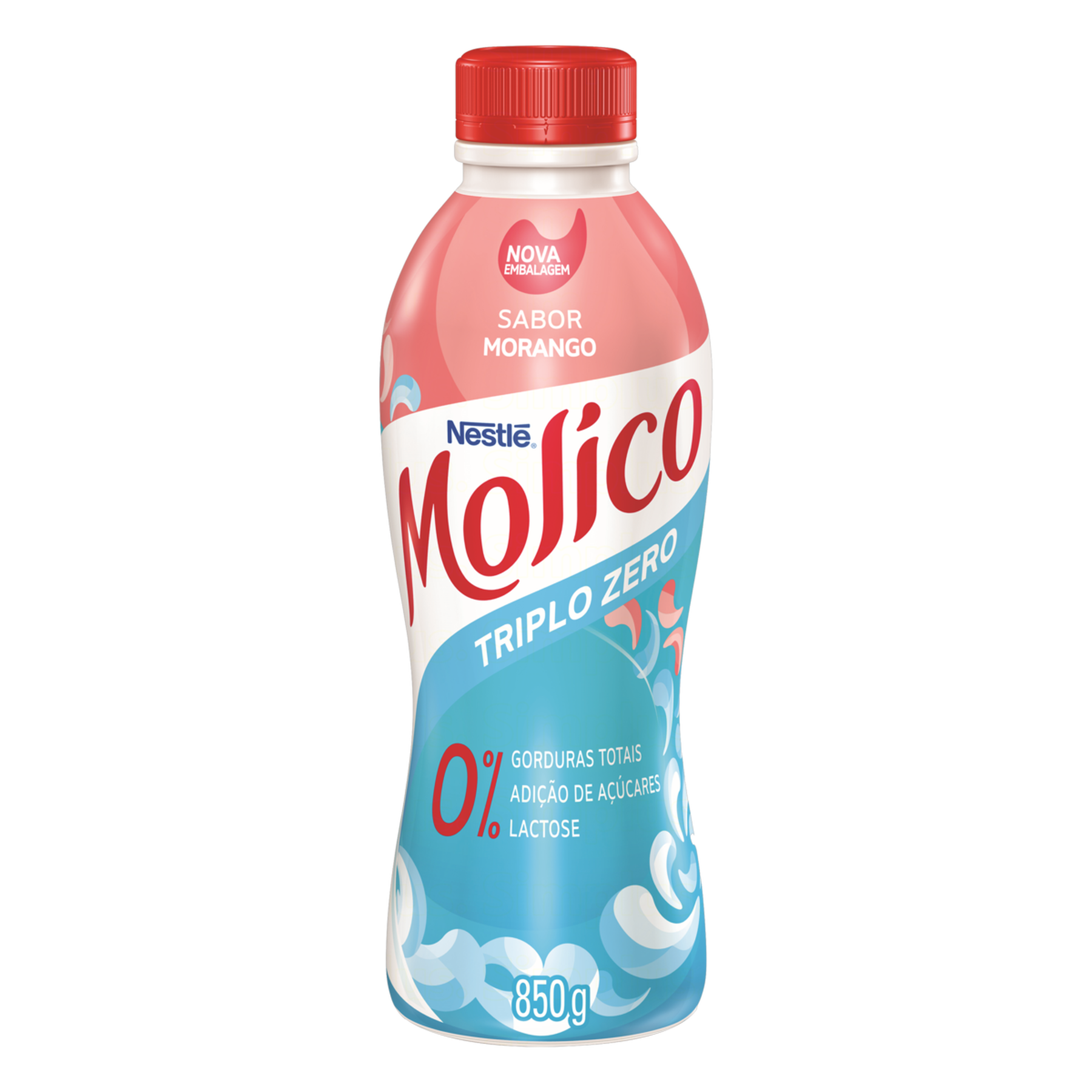 Iogurte Desnatado Morango Zero Lactose Molico Nestlé Garrafa 850g