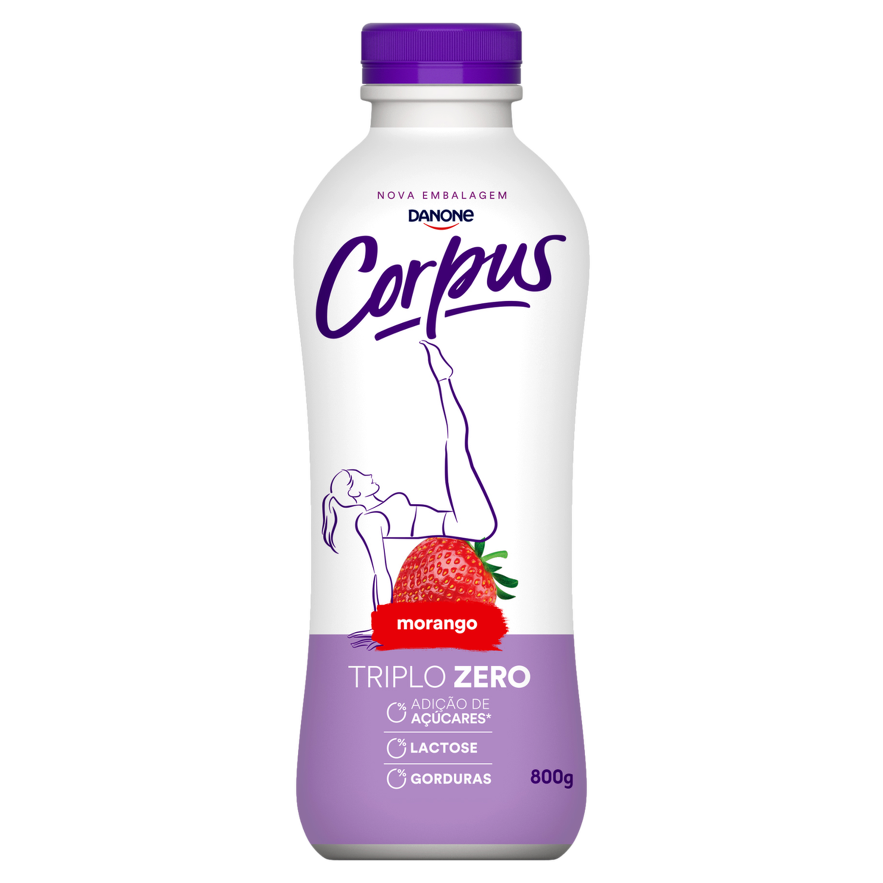Iogurte Morango Zero Lactose Danone Corpus Garrafa 800g