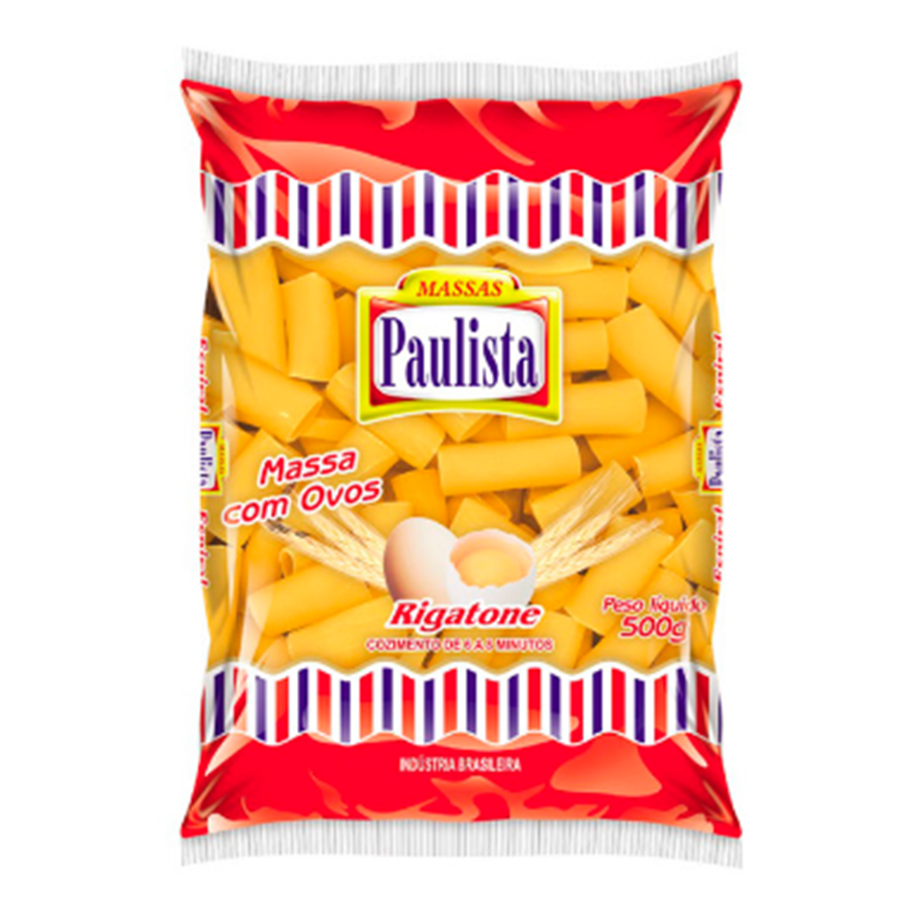 Macarrão Rigatone Massa Com Ovos Massas Paulista 500g