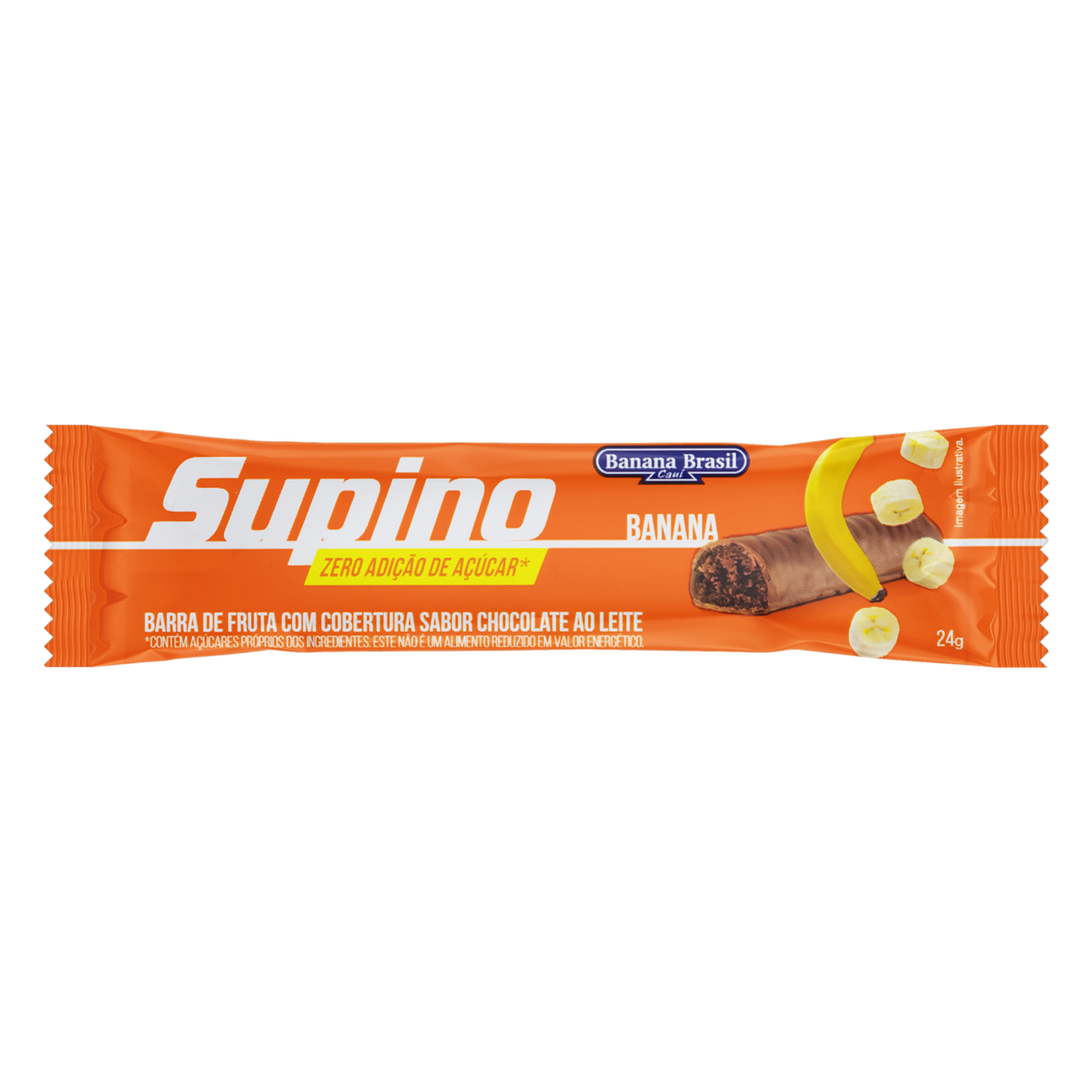Barra de Frutas Banana Cobertura Chocolate ao Leite Supino Pacote 24g&nbsp;