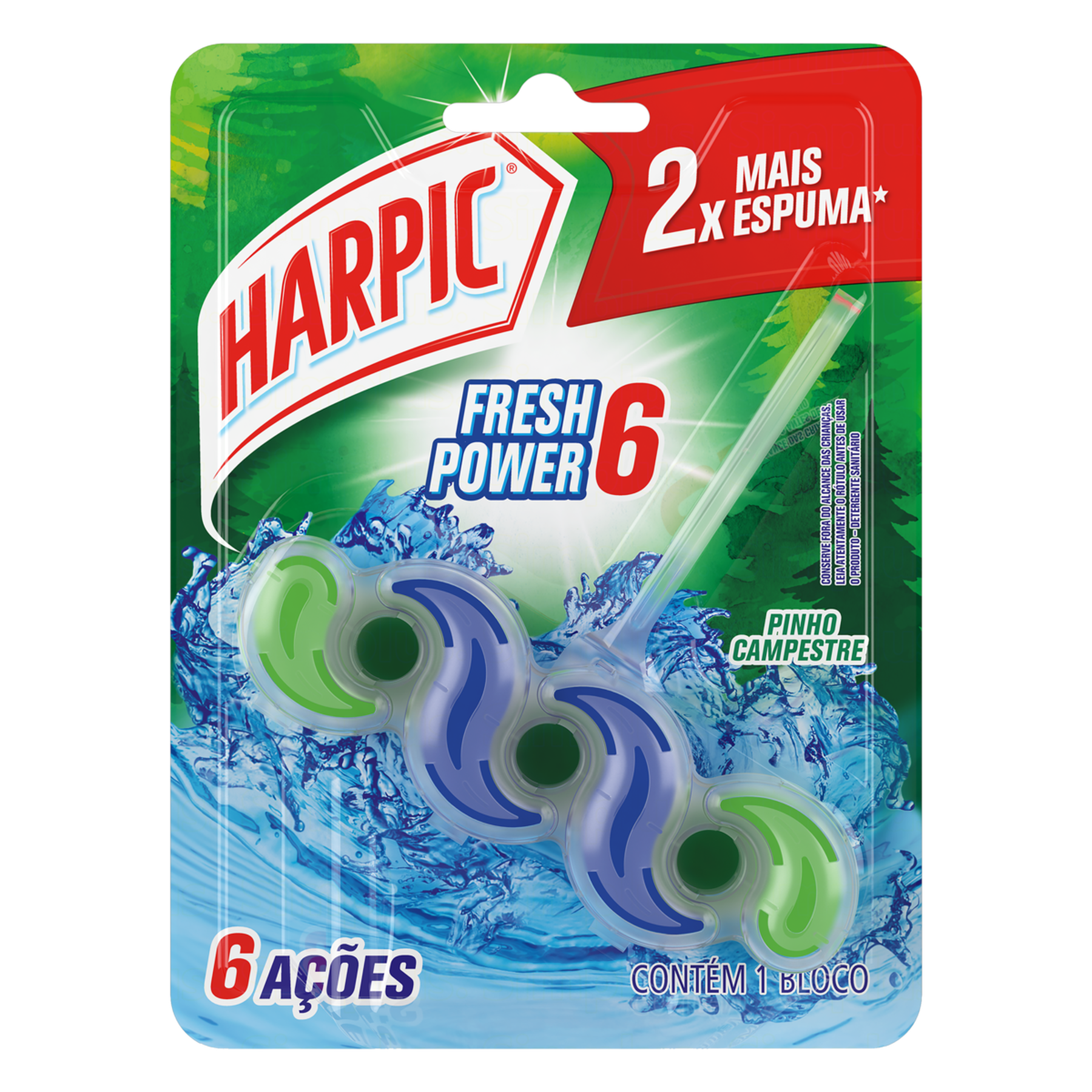 Detergente Sanitário Bloco Pinho Campestre Harpic Fresh Power 6