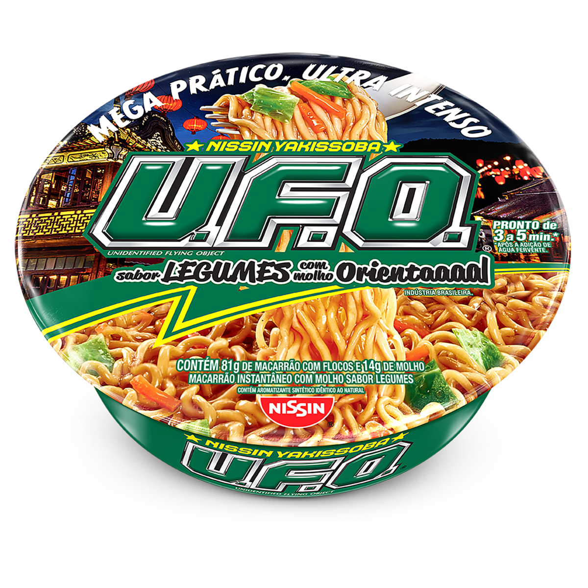 Macarr&atilde;o Instant&acirc;neo Yakissoba Legumes com Molho Oriental Nissin U.F.O. Bandeja 81g