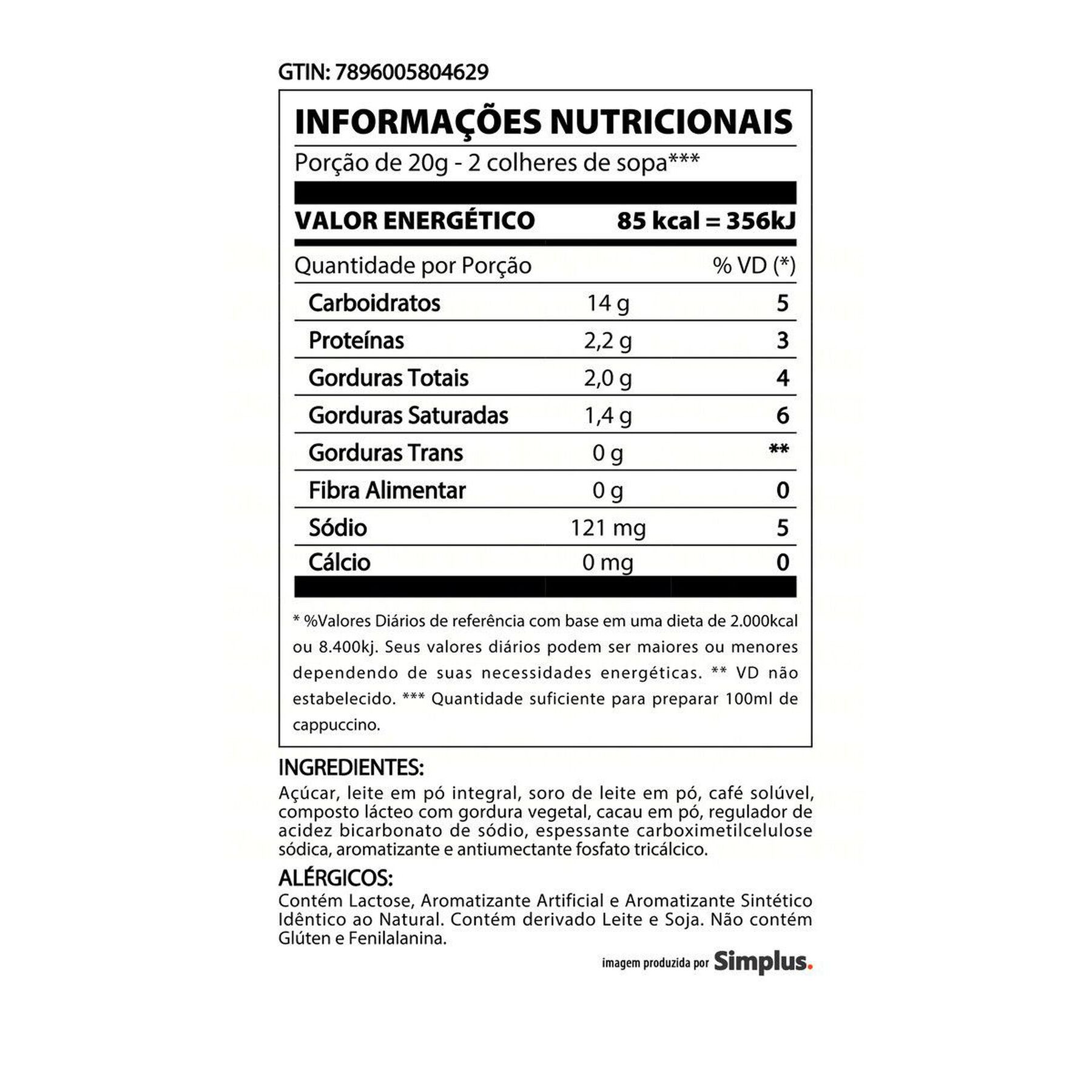 Cappuccino Solúvel Baunilha 3 Corações Pote 200g