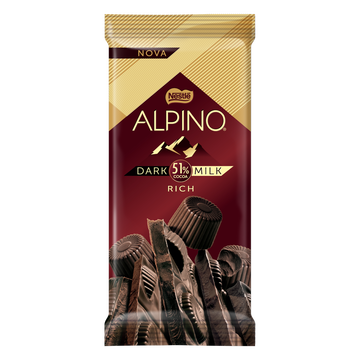 Chocolate Dark Milk 51% Cacau Rich Nestlé Alpino Pacote 85g