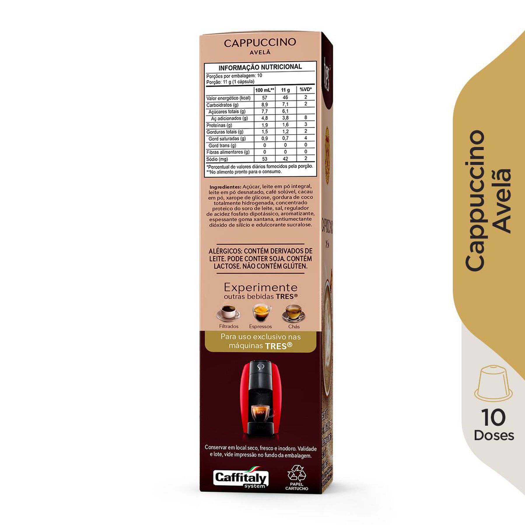 Cápsula Capucino Avelã Três Corações C/10 Unidades