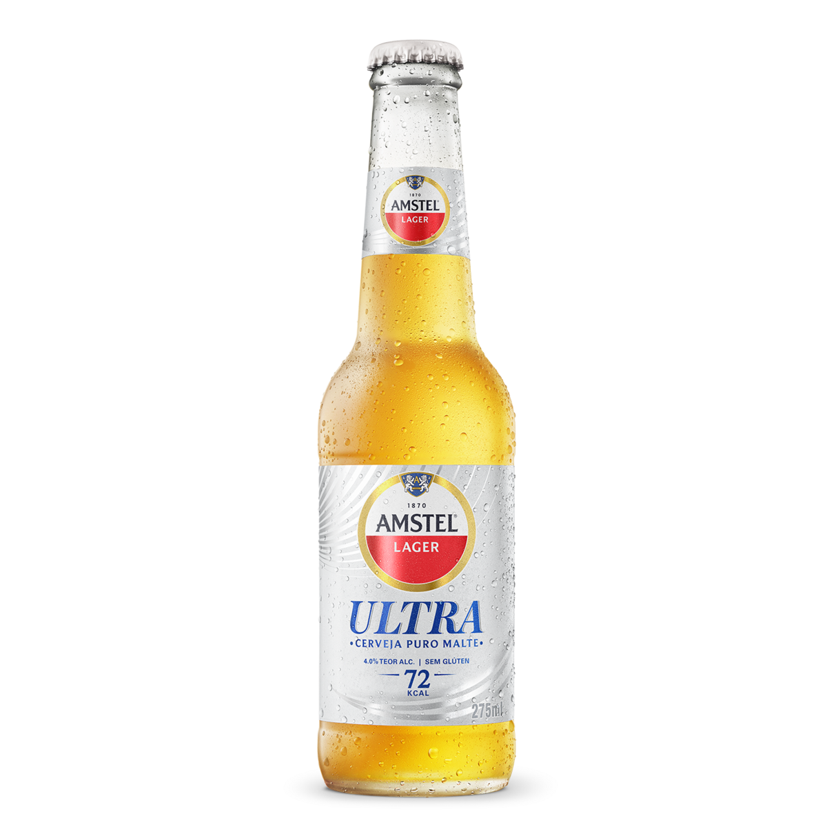 Cerveja Puro Malte sem Gl&uacute;ten Ultra Amstel Lager Garrafa 275ml