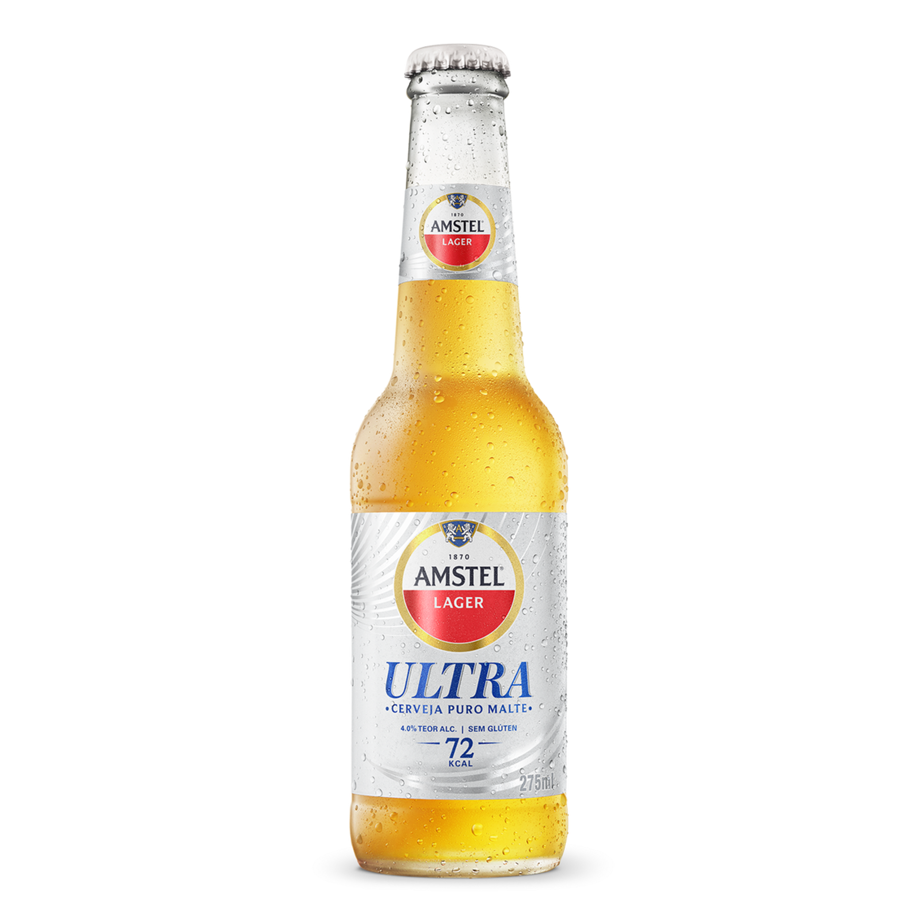 Cerveja Puro Malte sem Glúten Ultra Amstel Lager Garrafa 275ml