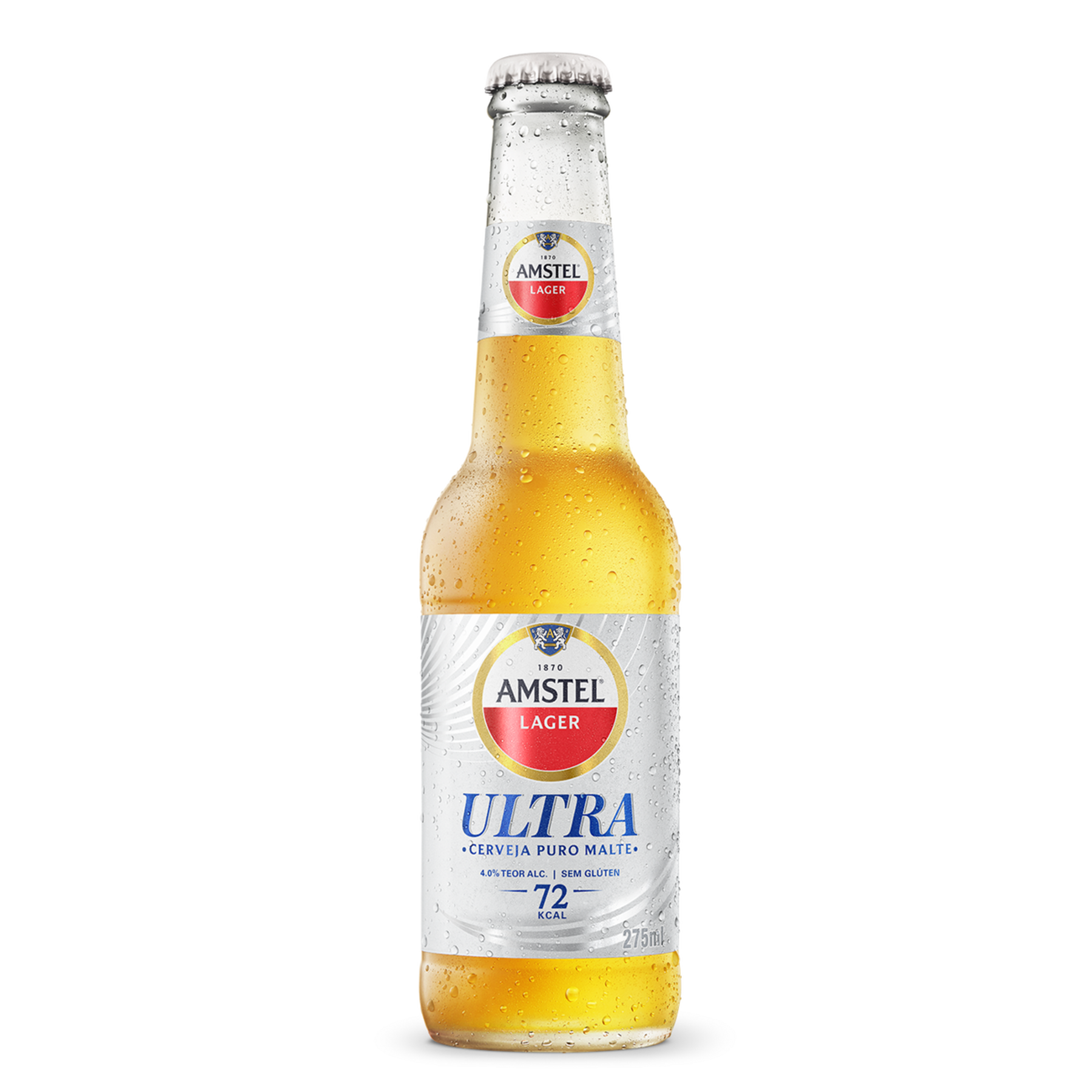 Cerveja Puro Malte sem Glúten Ultra Amstel Lager Garrafa 275ml