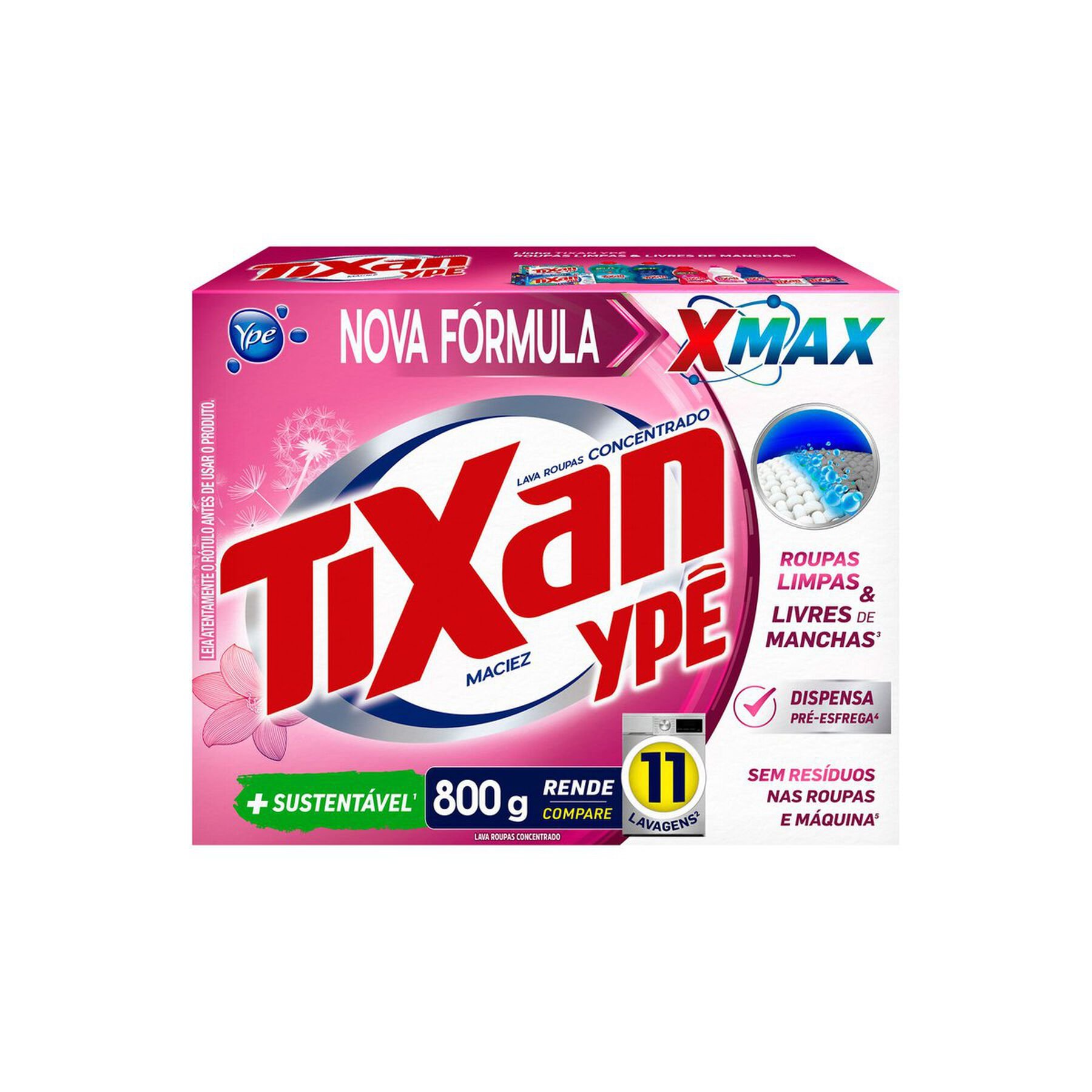 Sabão em Pó Concentrado Maciez Tixan Ypê Caixa 800g