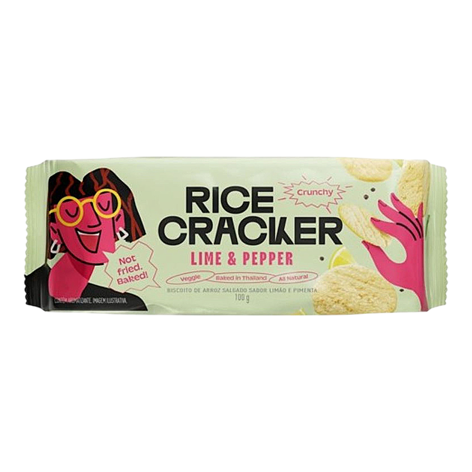 Biscoito de Arroz Salgado de Lim&atilde;o e Pimenta Rice Cracker 100g