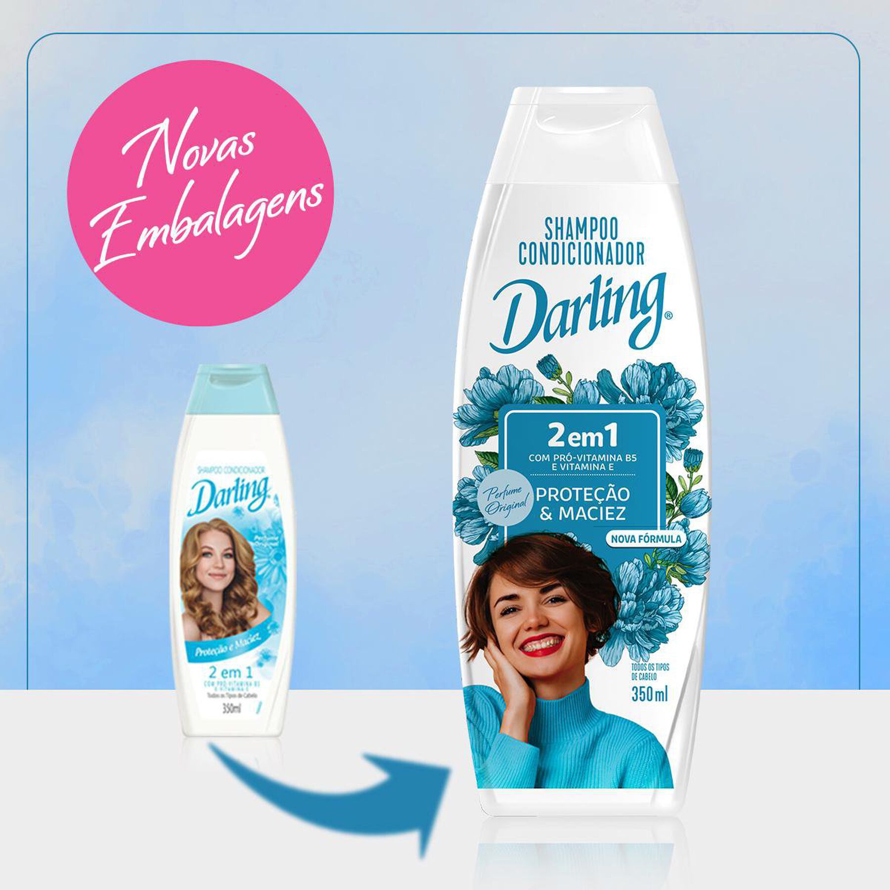 Shampoo 2 em 1 Proteção e Maciez Darling Frasco 350ml