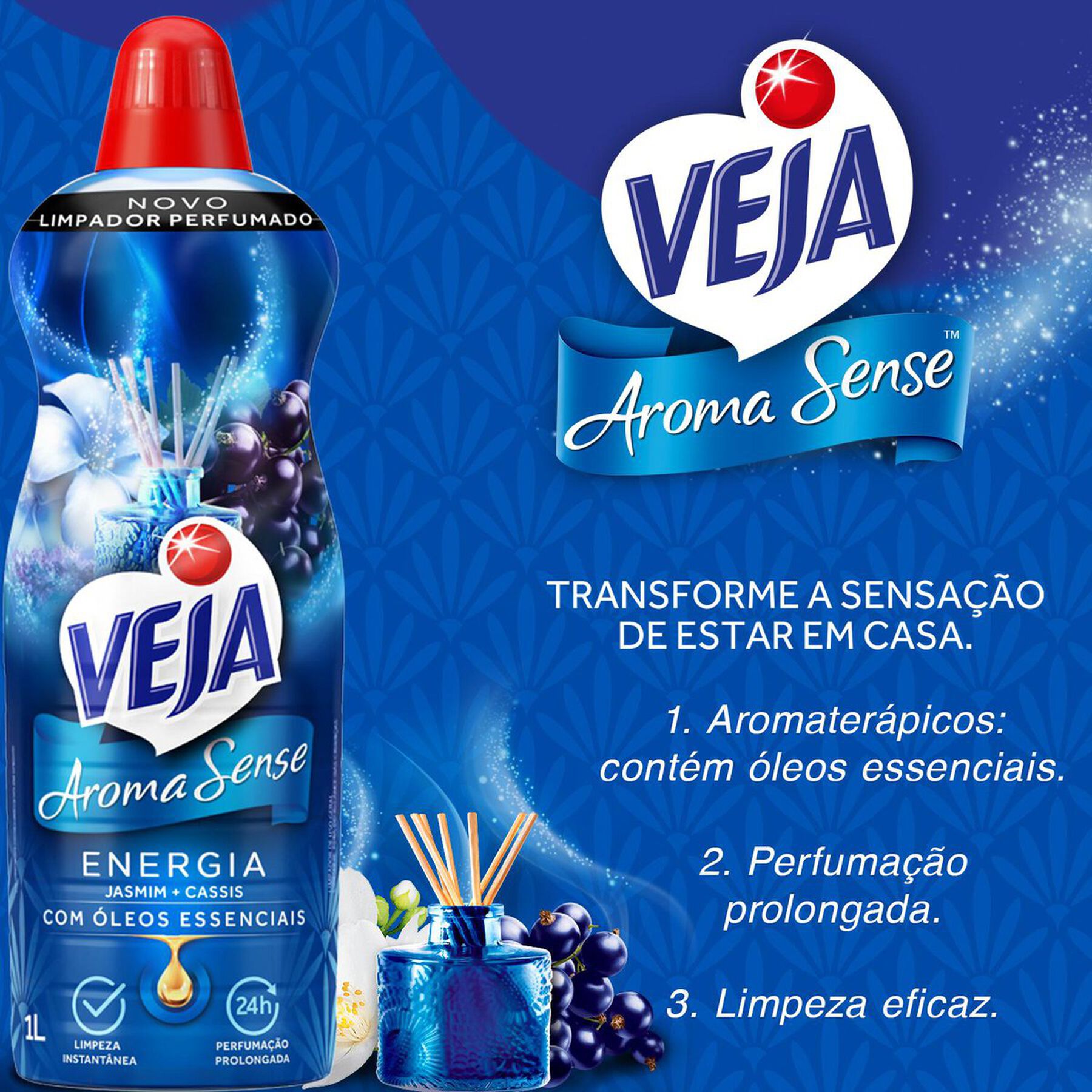Limpador Perfumado Energia Veja Aroma Sense Frasco 1l