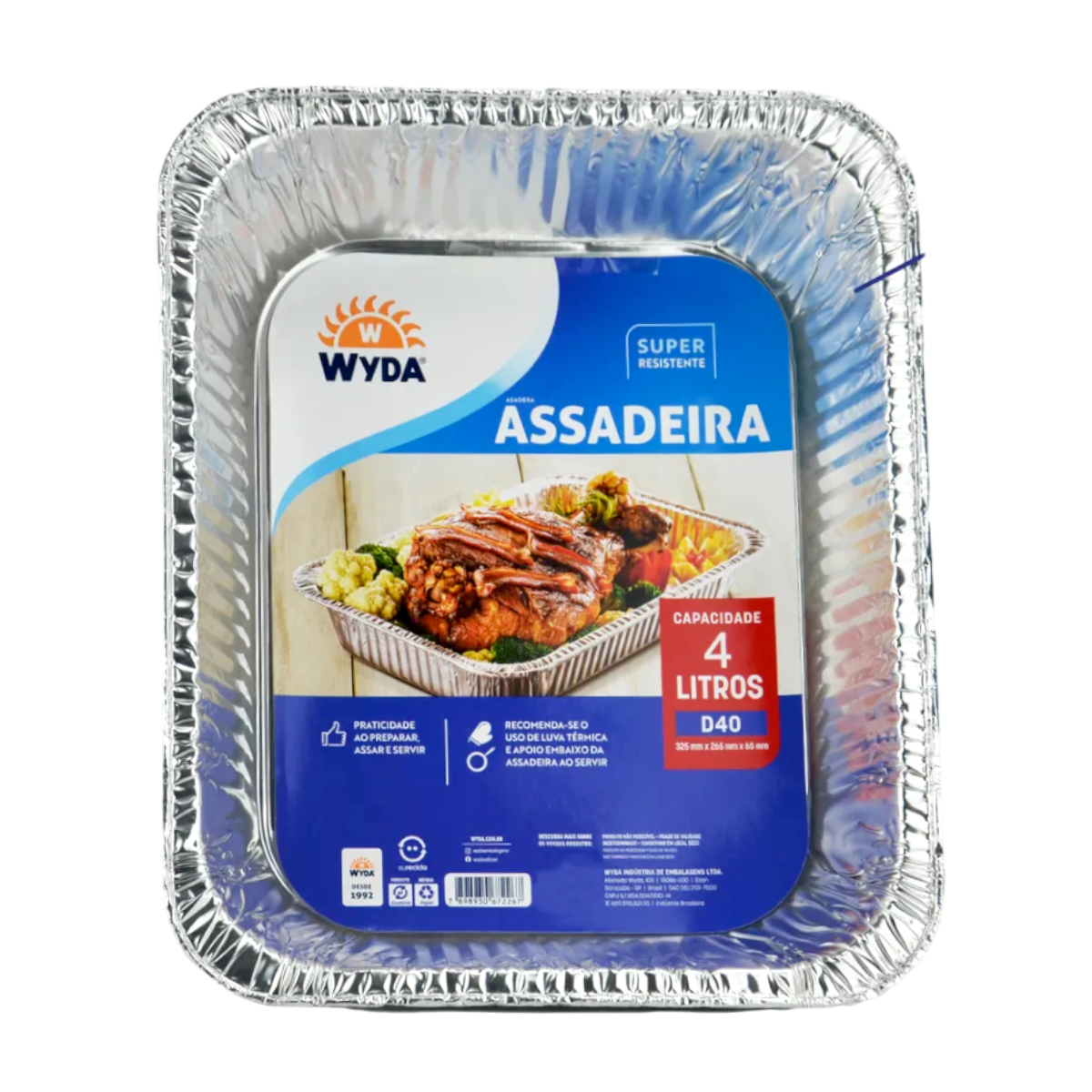 Assadeira Alum&iacute;nio Retangular Wyda 4l