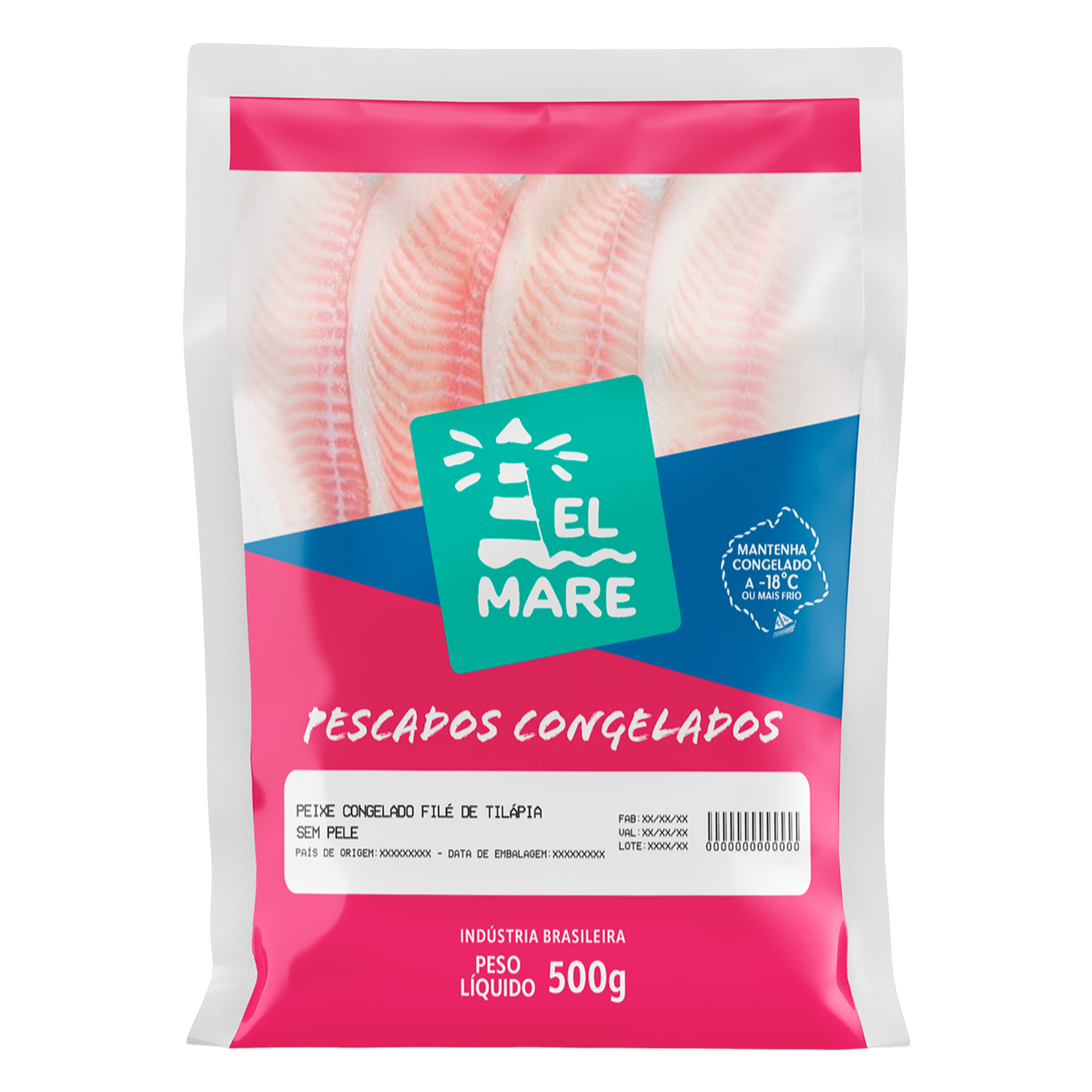 Filé de Tilápia sem Pele Congelado El Mare 500g