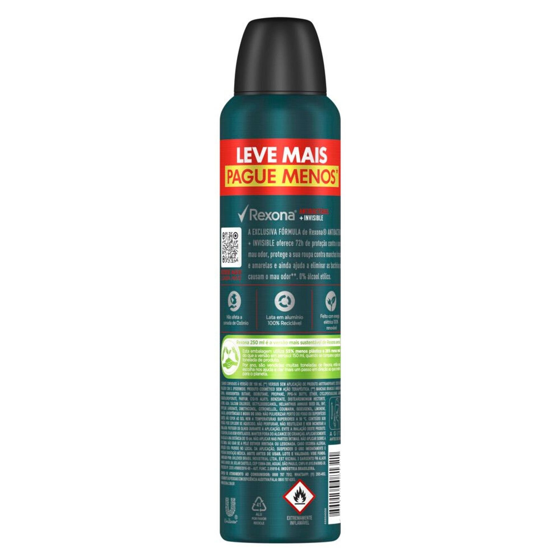 Antitranspirante Aerosol Rexona Men Antibacterial+Invisible 250ml