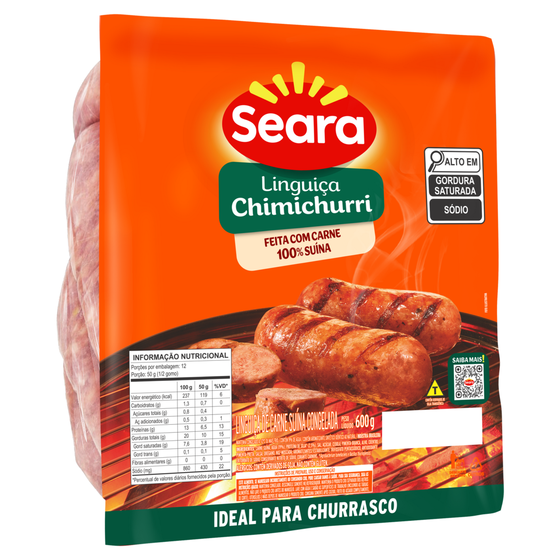 Lingui&ccedil;a Chimichurri Seara Pacote 600g