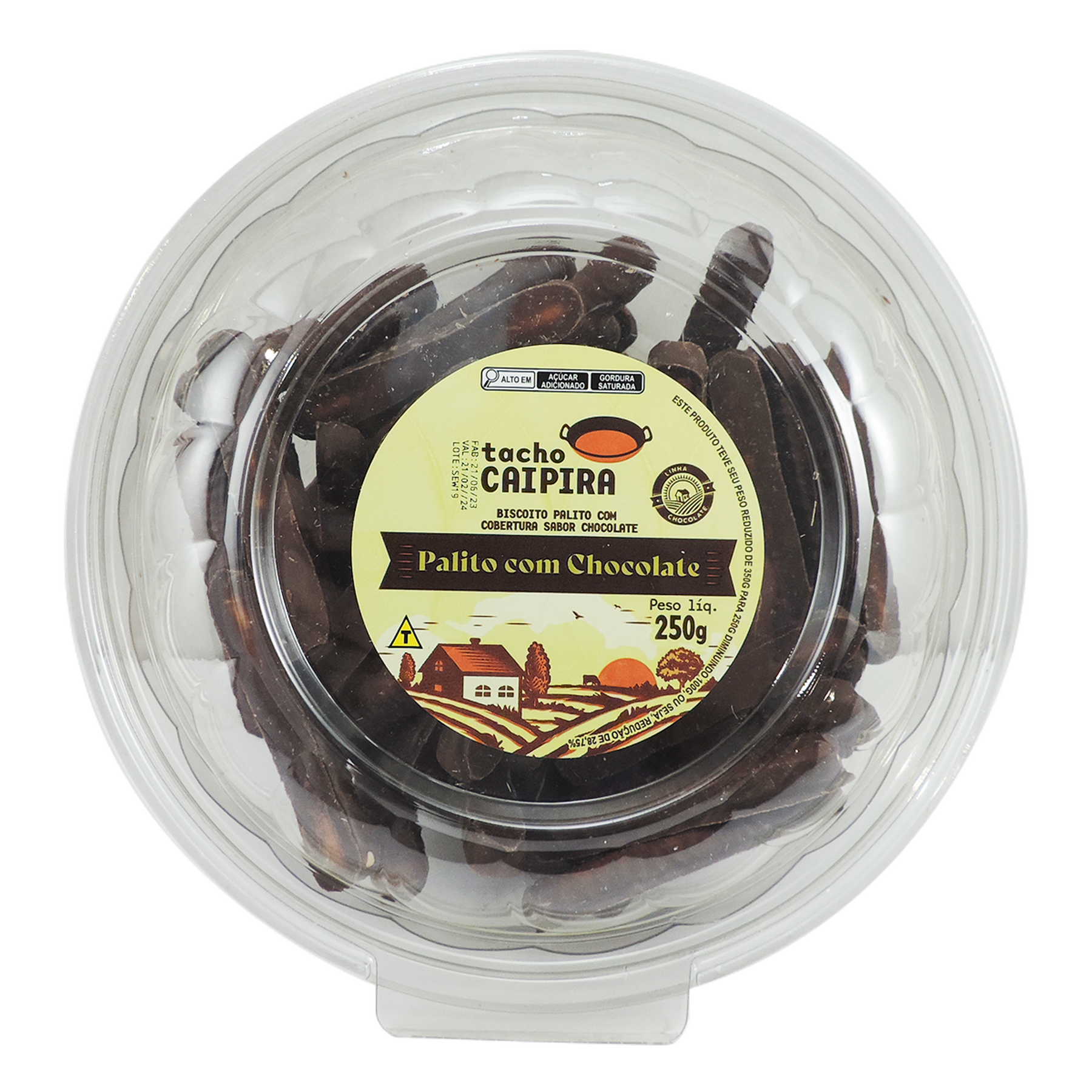 Biscoito Palito com Chocolate Tacho Caipira Minnas Pote 250g