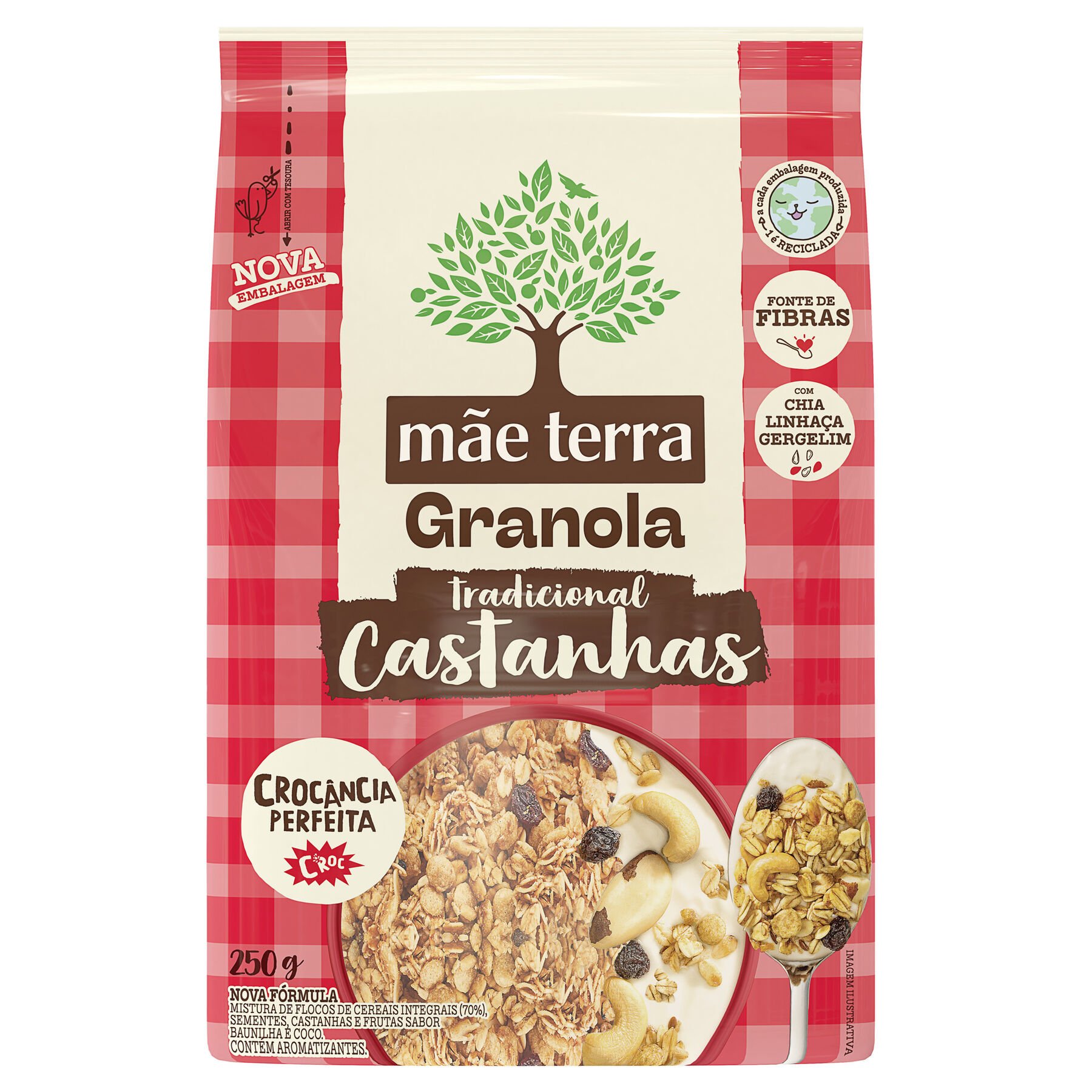 Granola Tradicional com Castanhas Brasileiras Mãe Terra Pacote 250g