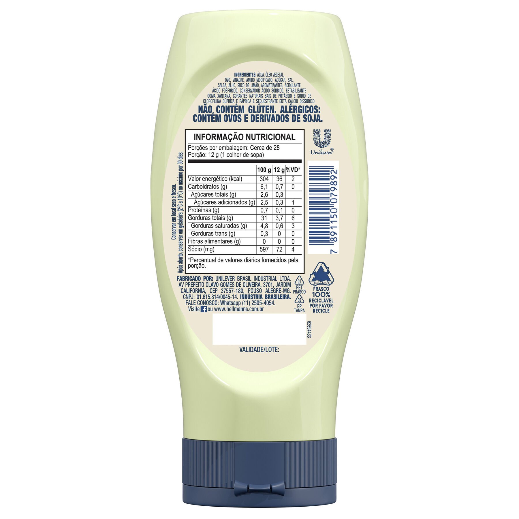 Maionese Verde Hellmann's Squeeze 335g