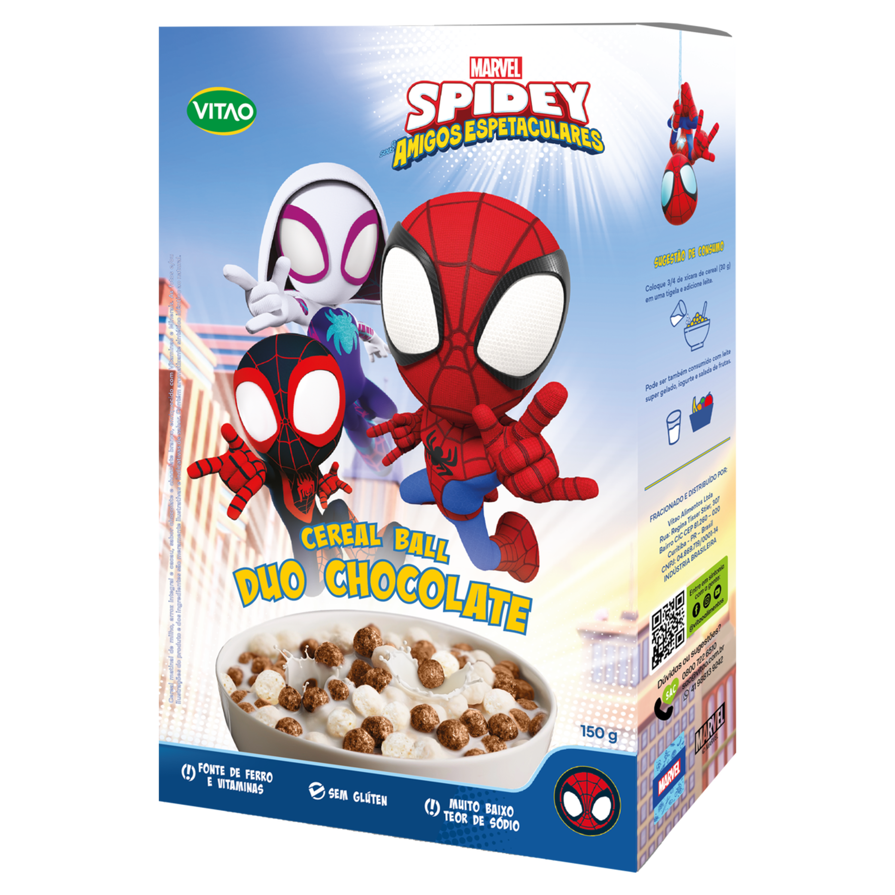 Cereal Matinal Duo Chocolate Ball Vitao Caixa 150g - Embalagem Spidey e Seus Amigos Espetaculares