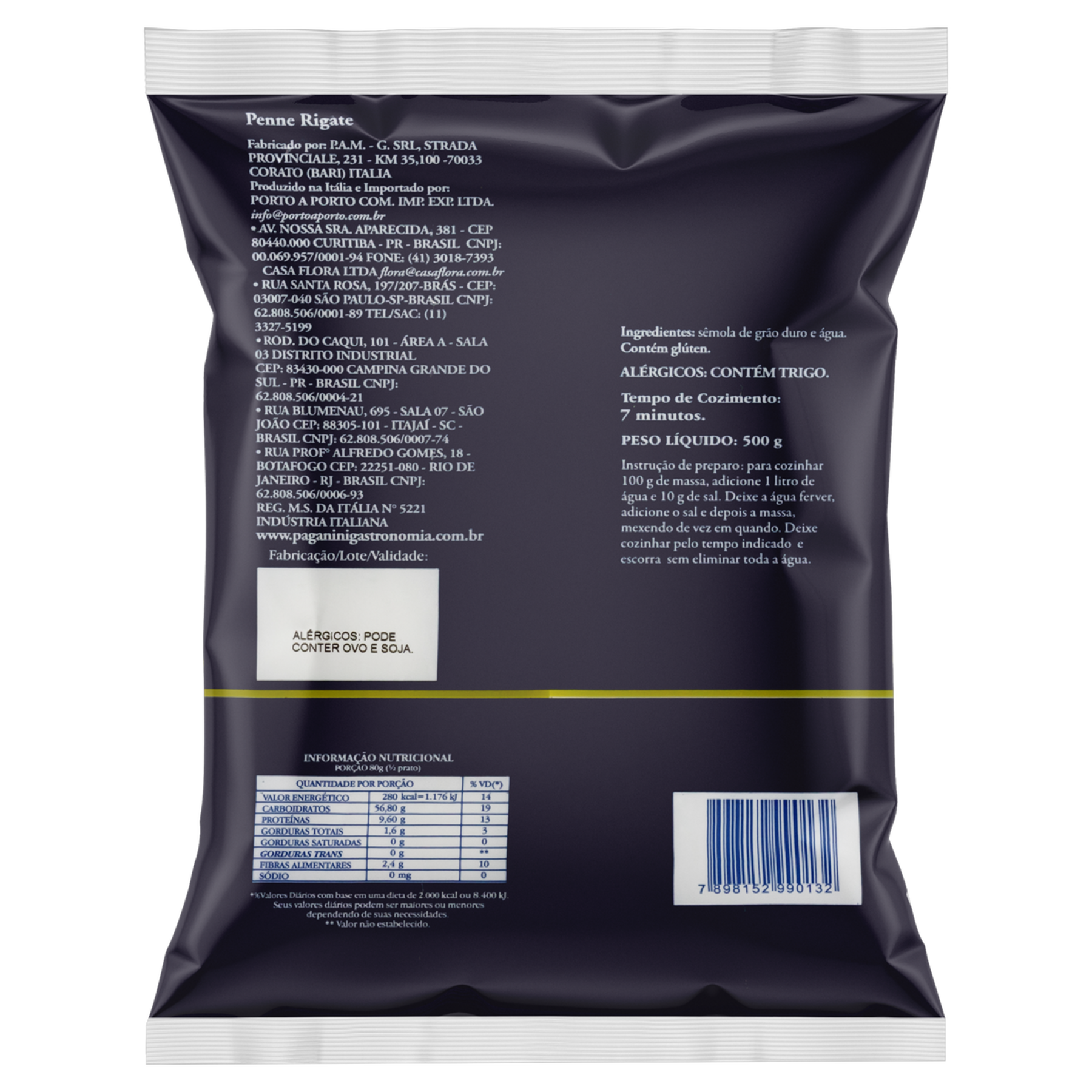 Macarr&atilde;o de S&ecirc;mola Grano Duro Penne Rigate Paganini Pacote 500g