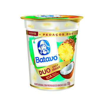 Iogurte Integral Coco e Abacaxi Pedaços Duo Batavo 100g
