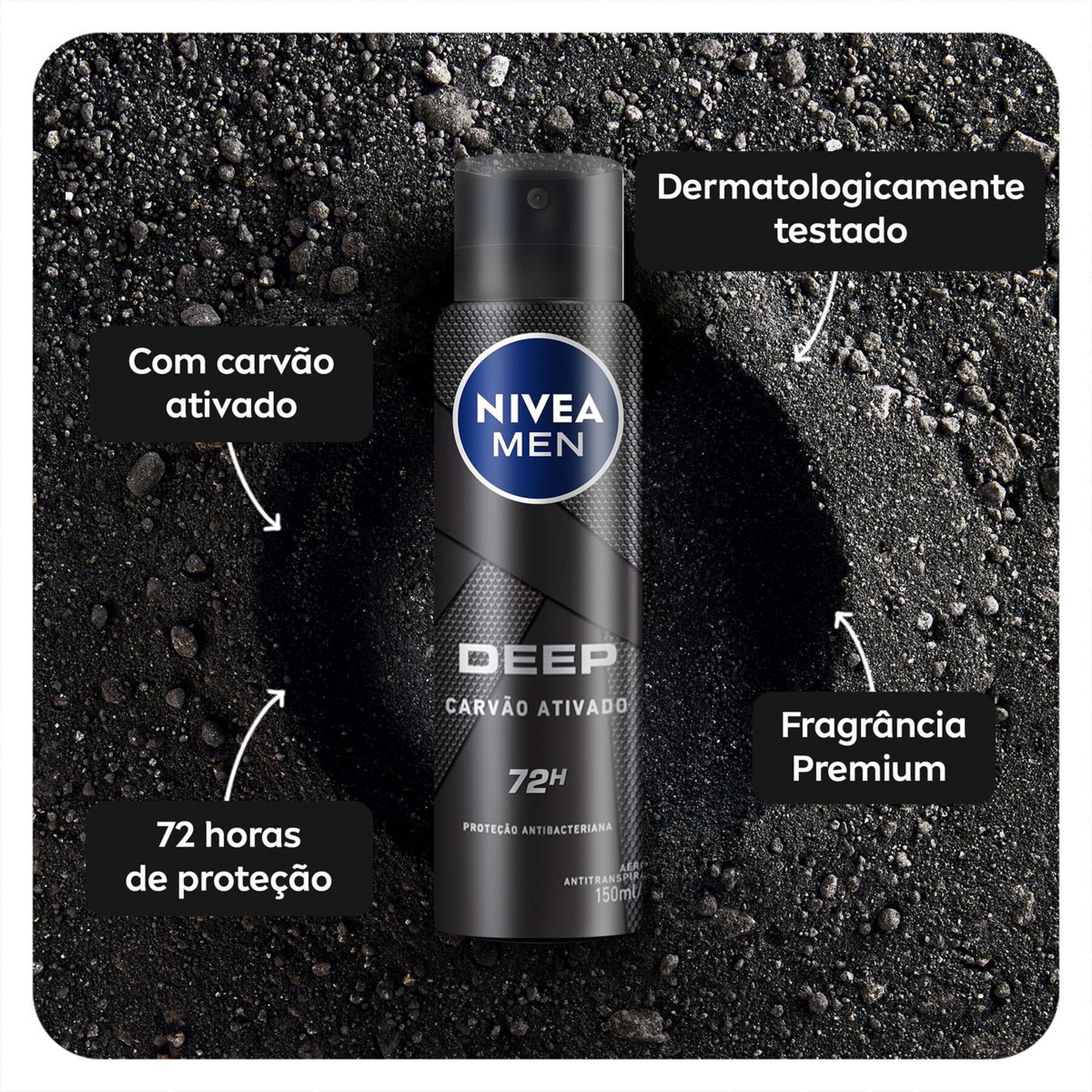 Antitranspirante Aerossol Carvão Ativado Nivea Men Deep 150ml