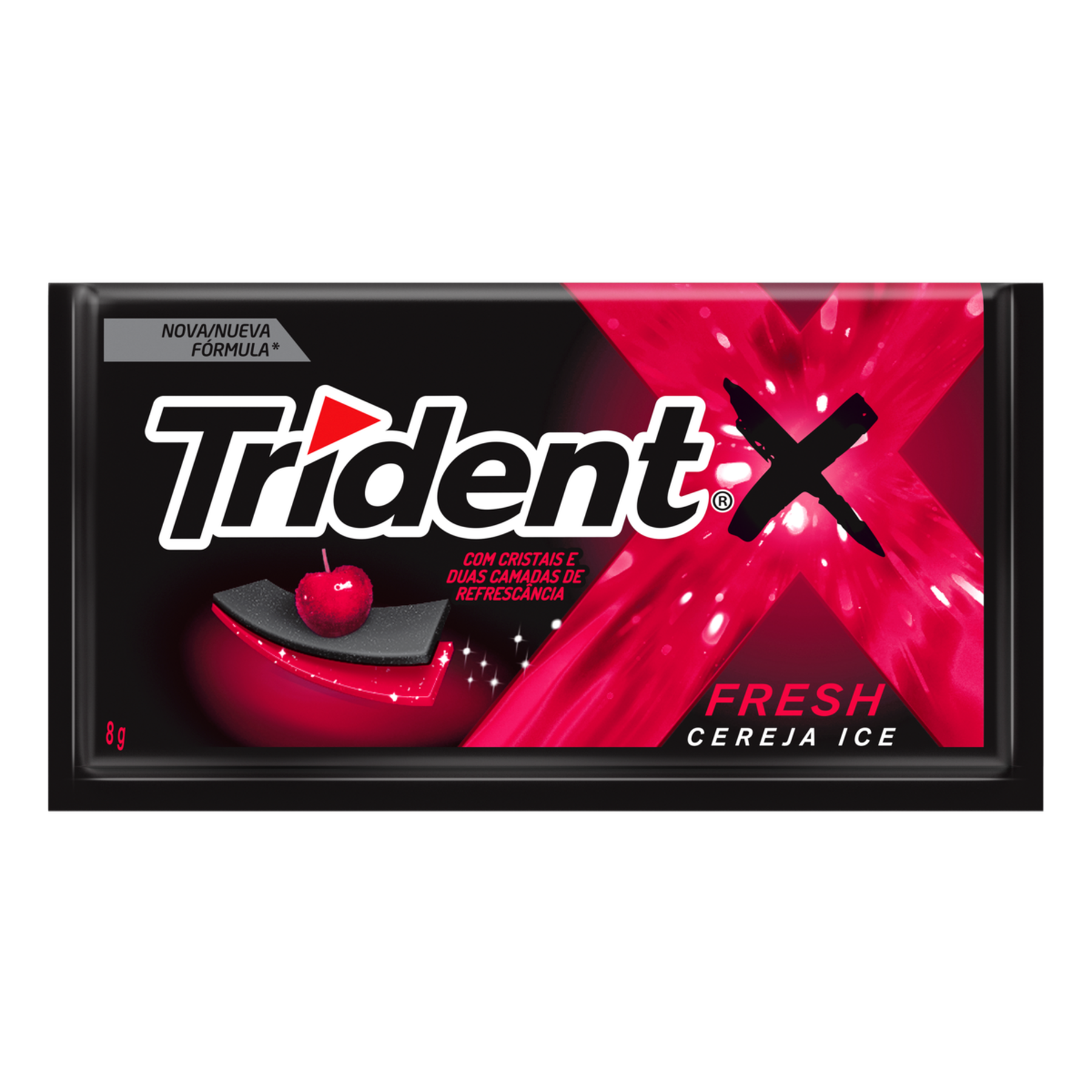 Chiclete Trident XSenses Cereja Sem Açúcar 8g - Embalagem com 5 unid.
