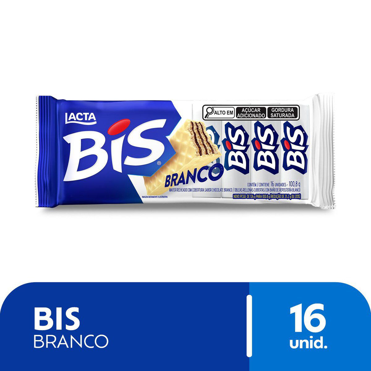 Bis Branco (Wafer recheado e com cobertura sabor chocolate Branco) 100,8g