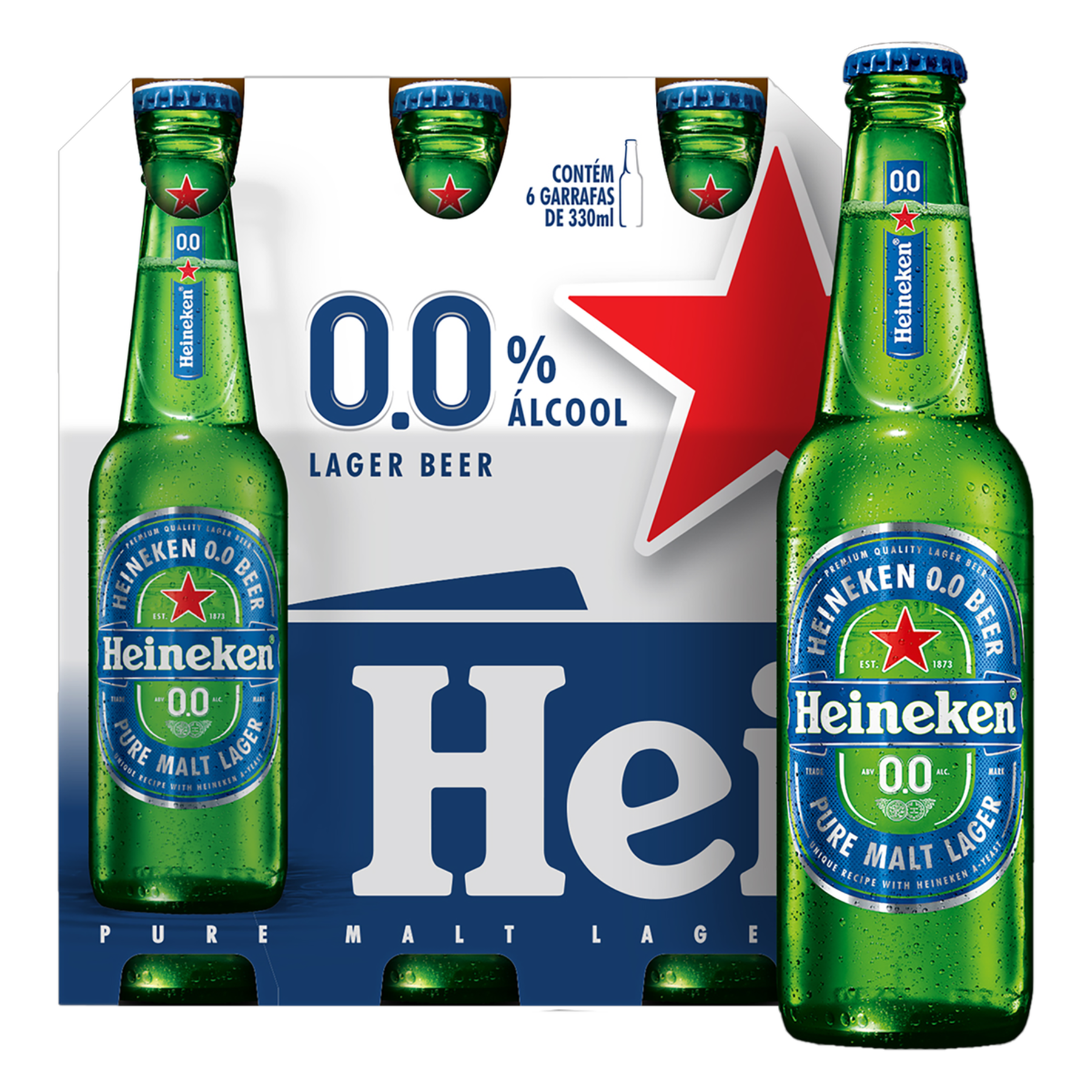 Cerveja Lager Premium Puro Malte Zero &Aacute;lcool Heineken Garrafa 330ml