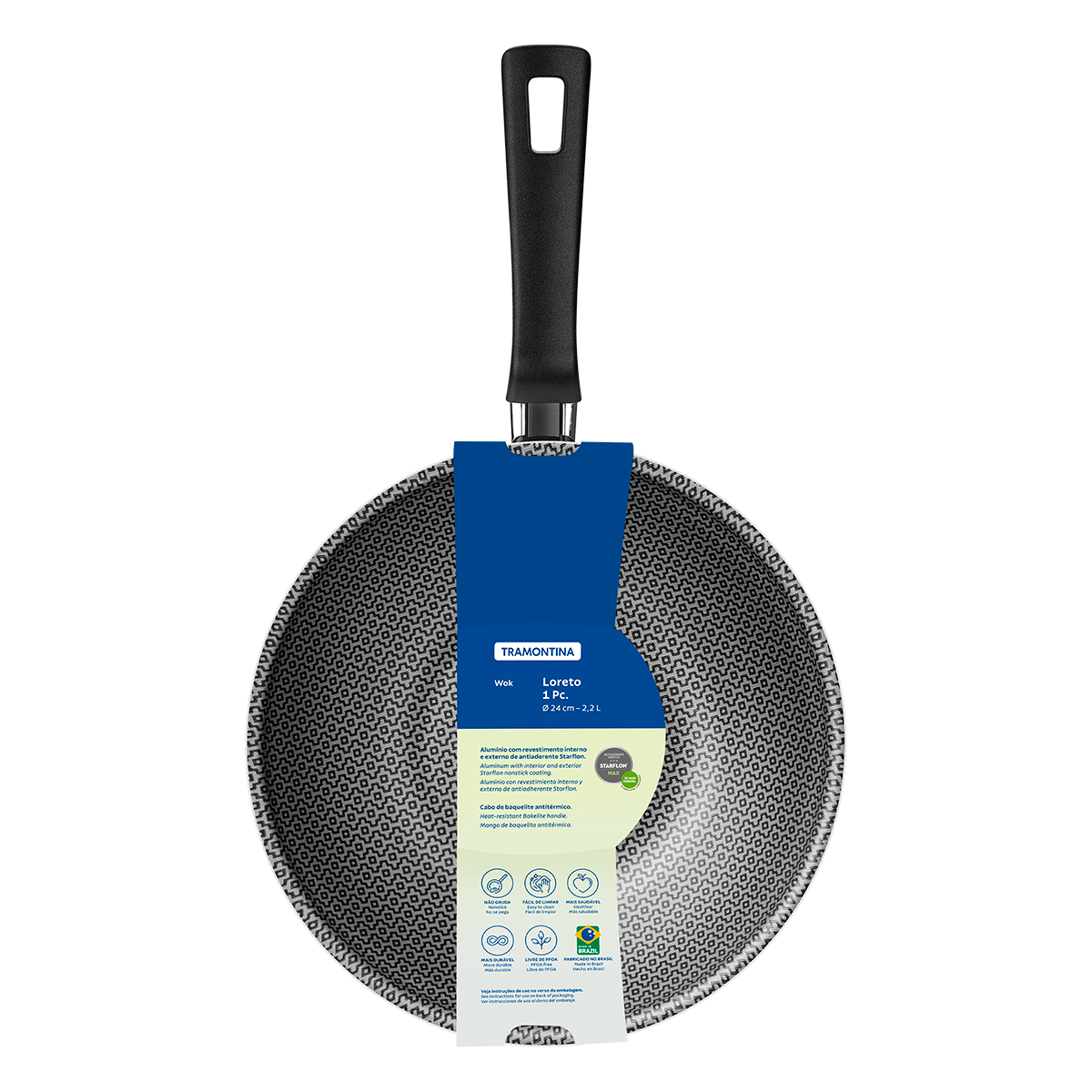 Panela Wok Loreto Vermelho Tramontina 24cm 2,2l&nbsp;