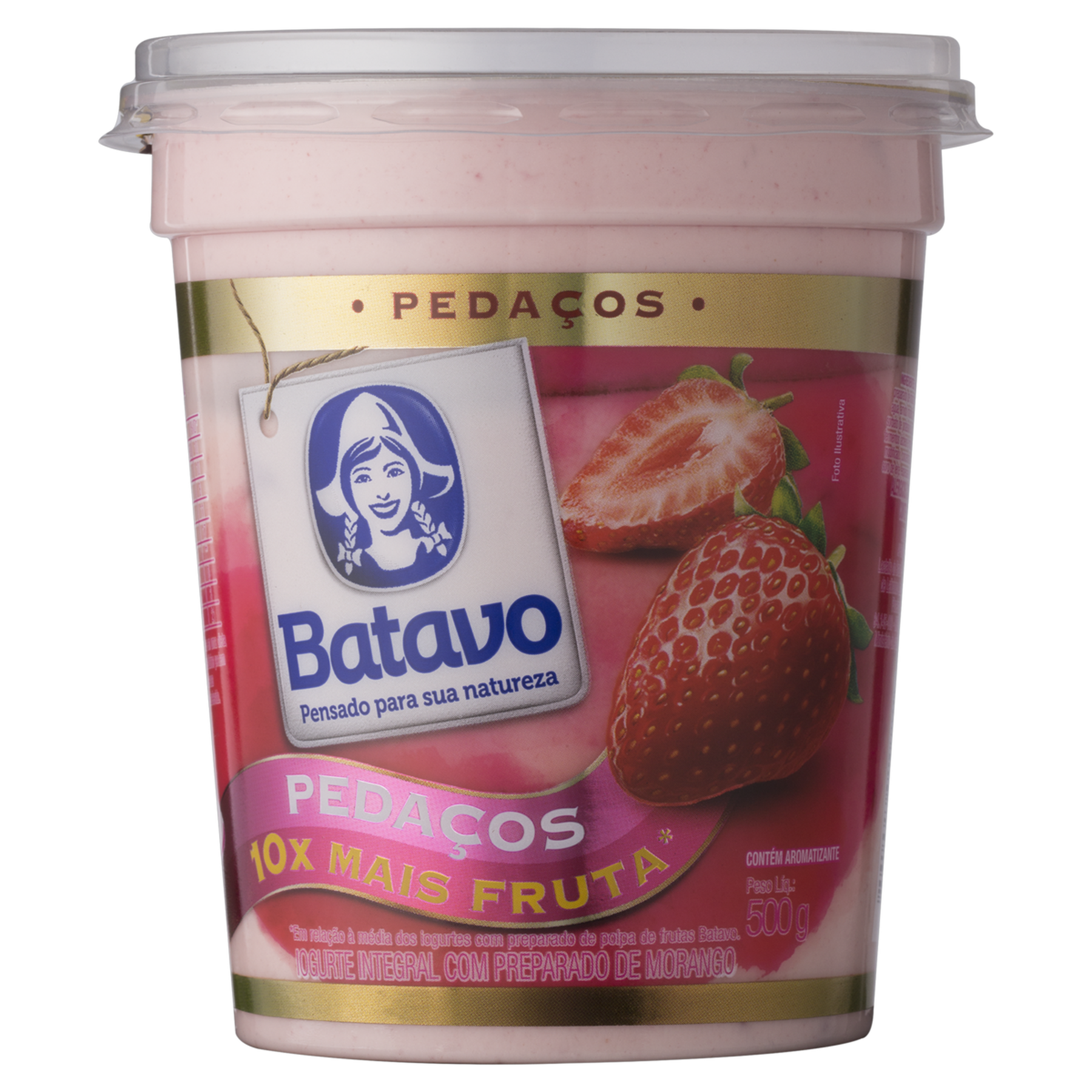 Iogurte Integral Morango Batavo Pedaços Pote 500g