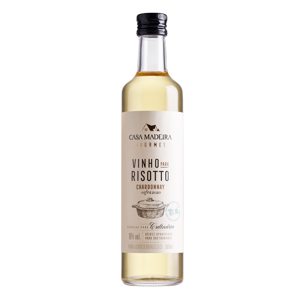 Vinho para Risotto Chardonnay Casa Madeira Vidro 500ml
