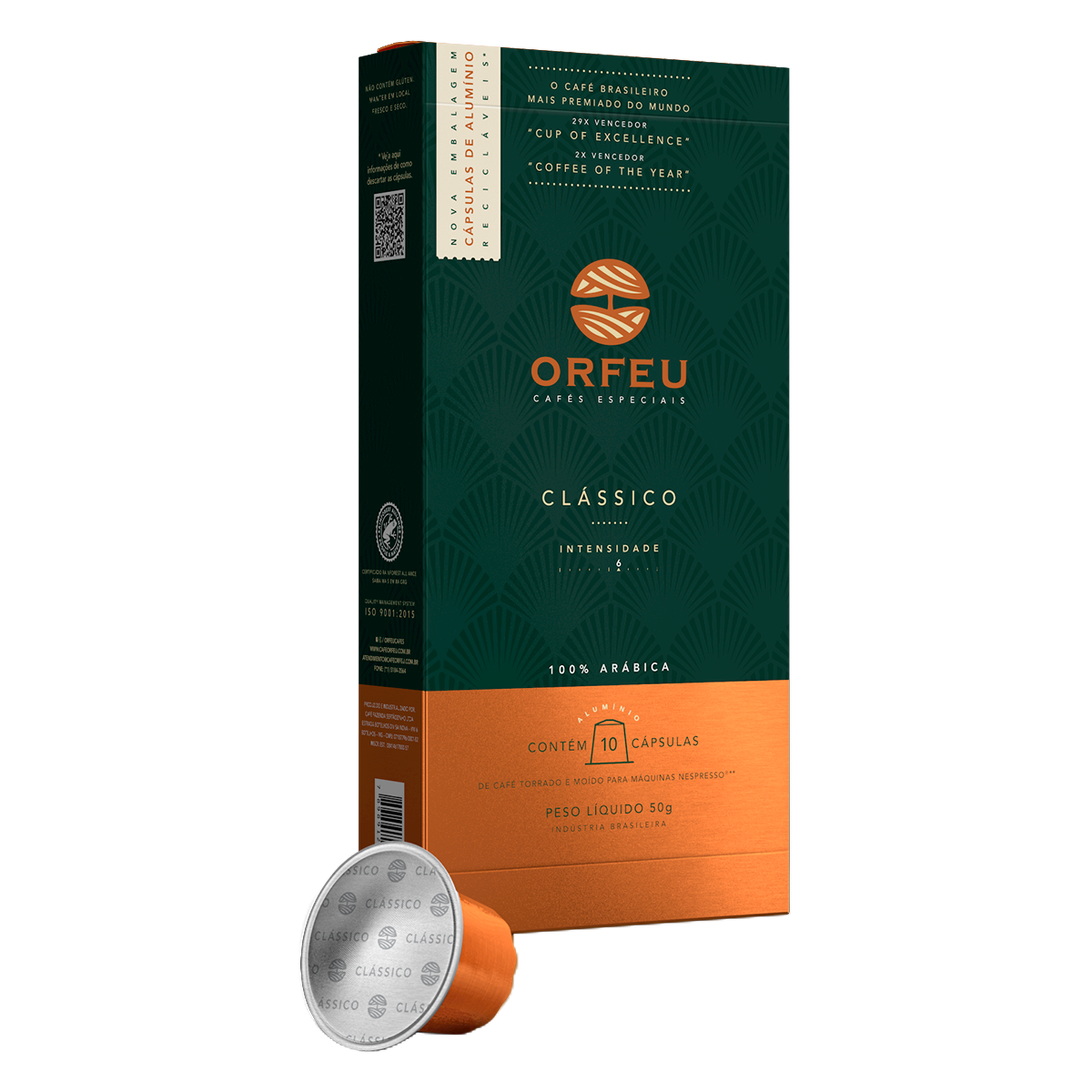 Caf&eacute; em C&aacute;psula Torrado e Mo&iacute;do Cl&aacute;ssico Orfeu Caixa 50g C/10 Unidades