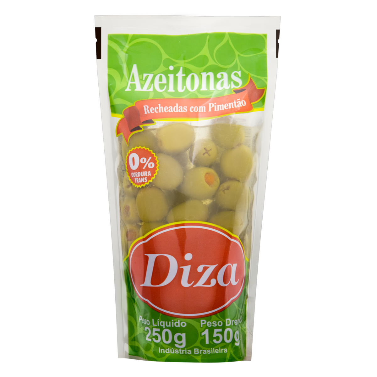 Azeitona Verde em Conserva com Recheio de Piment&atilde;o Diza Sach&ecirc; 150g