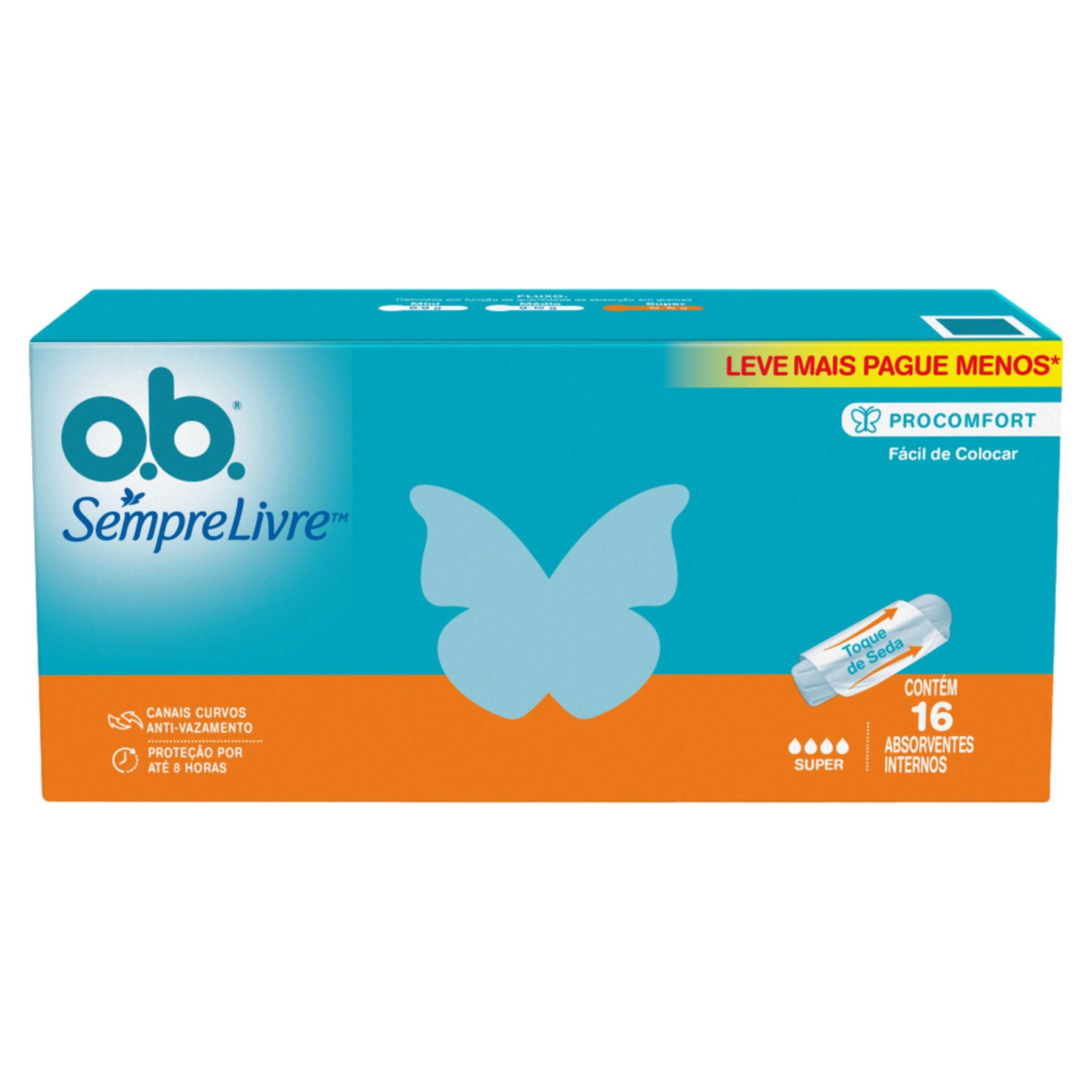 Absorvente Interno Super Sempre Livre ProComfort O.B. Caixa 16 Unidades Leve Mais Pague Menos