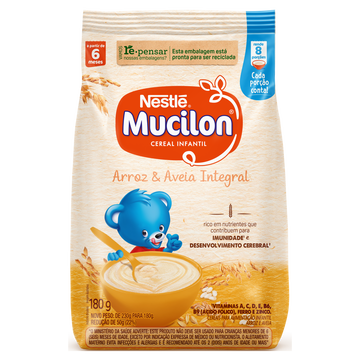 Cereal Infantil Arroz e Aveia Integral Mucilon Nestlé Pacote 180g