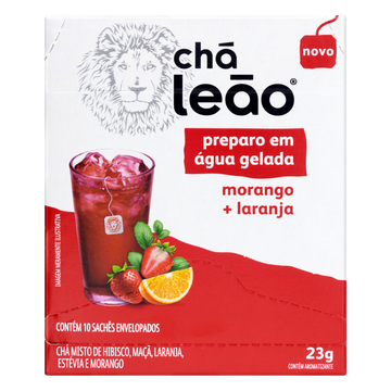 Chá Morango + Laranja Chá Leão Caixa 23g C/10 Unidades