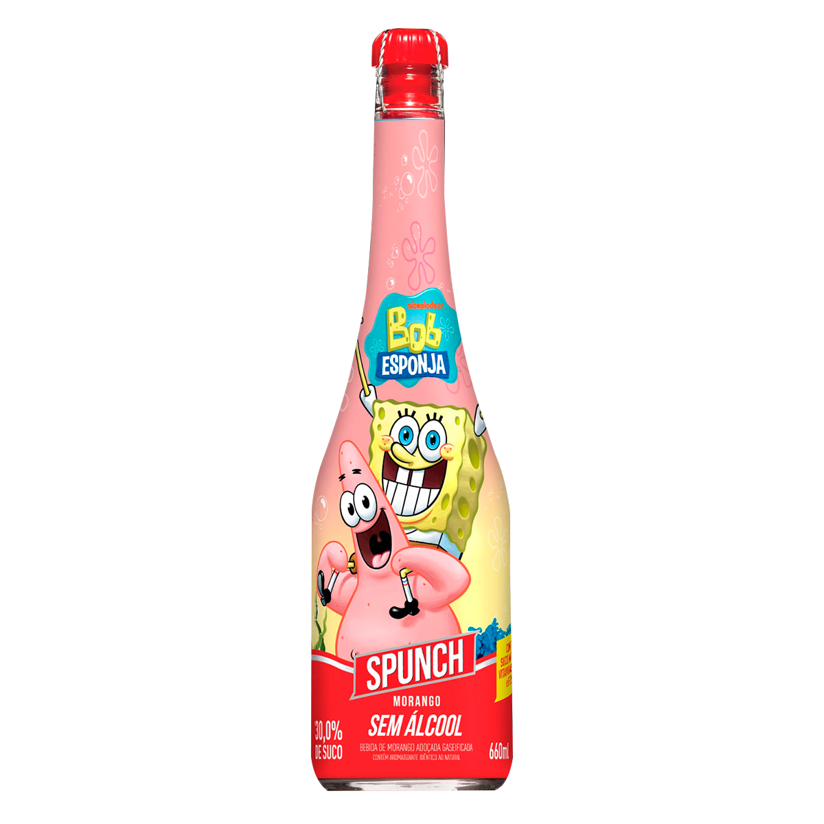 Bebida Gaseificada Morango Sem &Aacute;lcool Spunch Garrafa 660ml