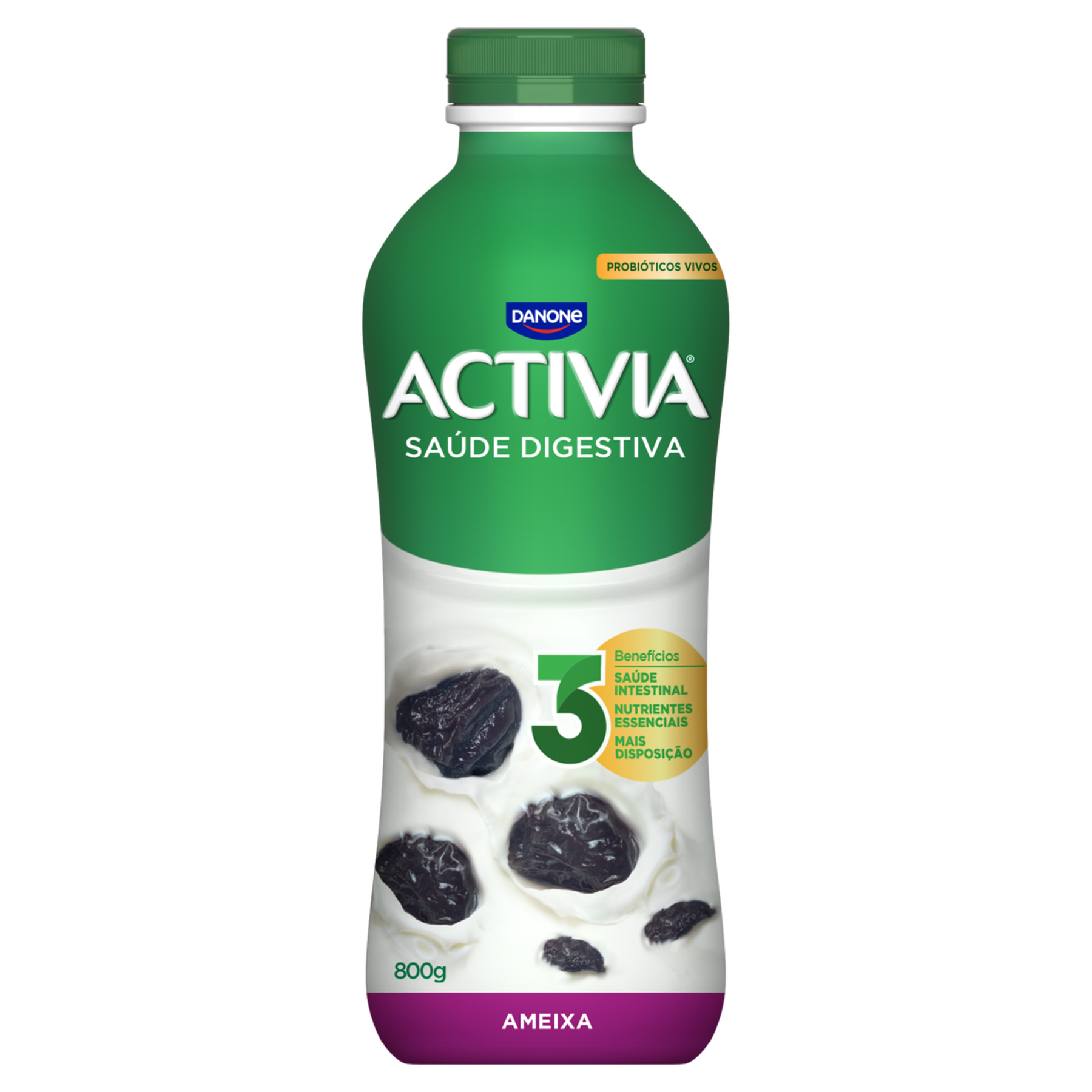 Leite Fermentado Parcialmente Desnatado Ameixa Activia Garrafa 800g